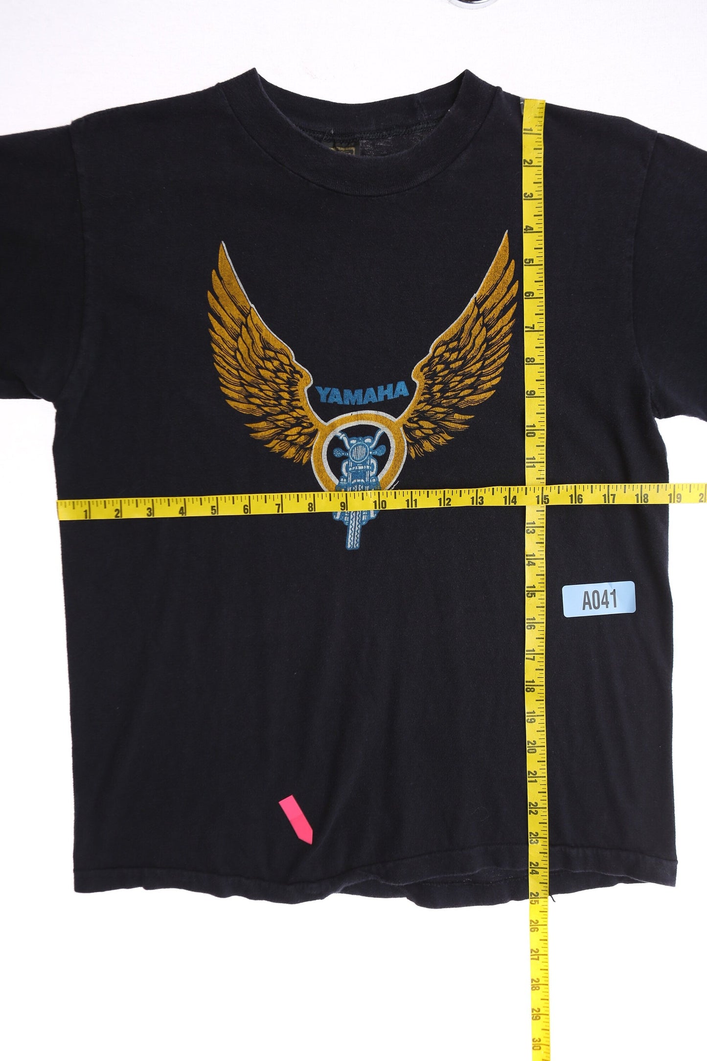 Yamaha Motorcycle with Yellow Wings Vintage Black Graphic T-shirt - Era 1980s - 1990s