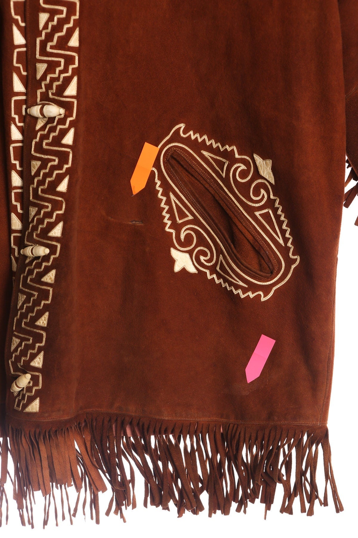 Vintage Men Suede Fringe Jacket with Horse Embroidery - Made in Mexico