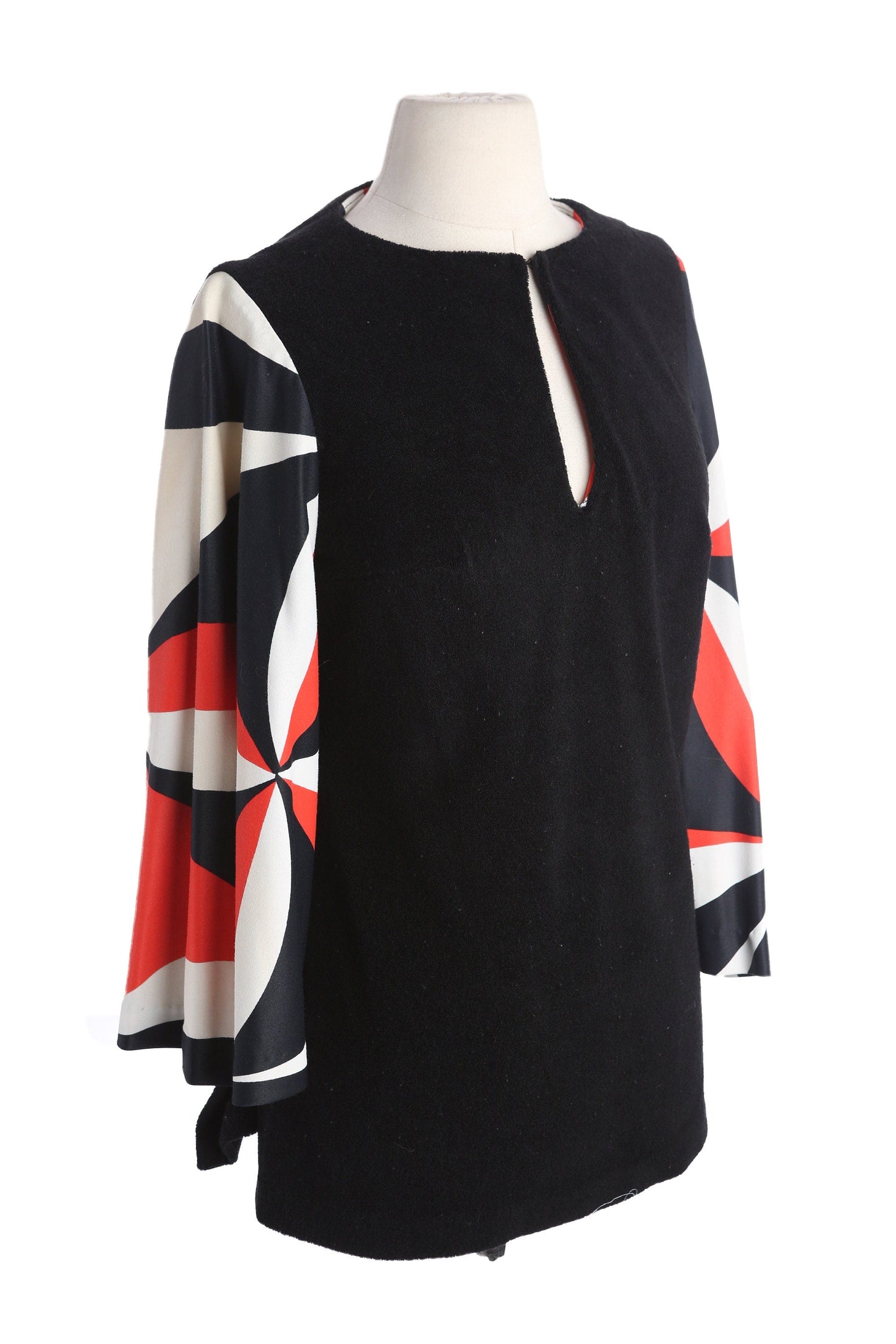 70s Women Black Long Sleeve Mod Dress by Elizabeth Stewart for Six to Twelve