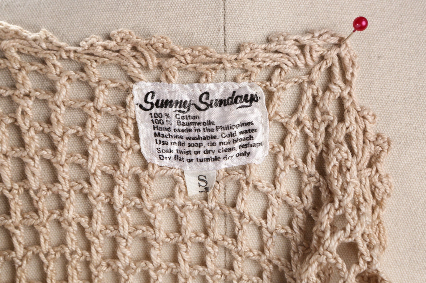 Vintage Crochet Top - Beige 80's Summer Blouse