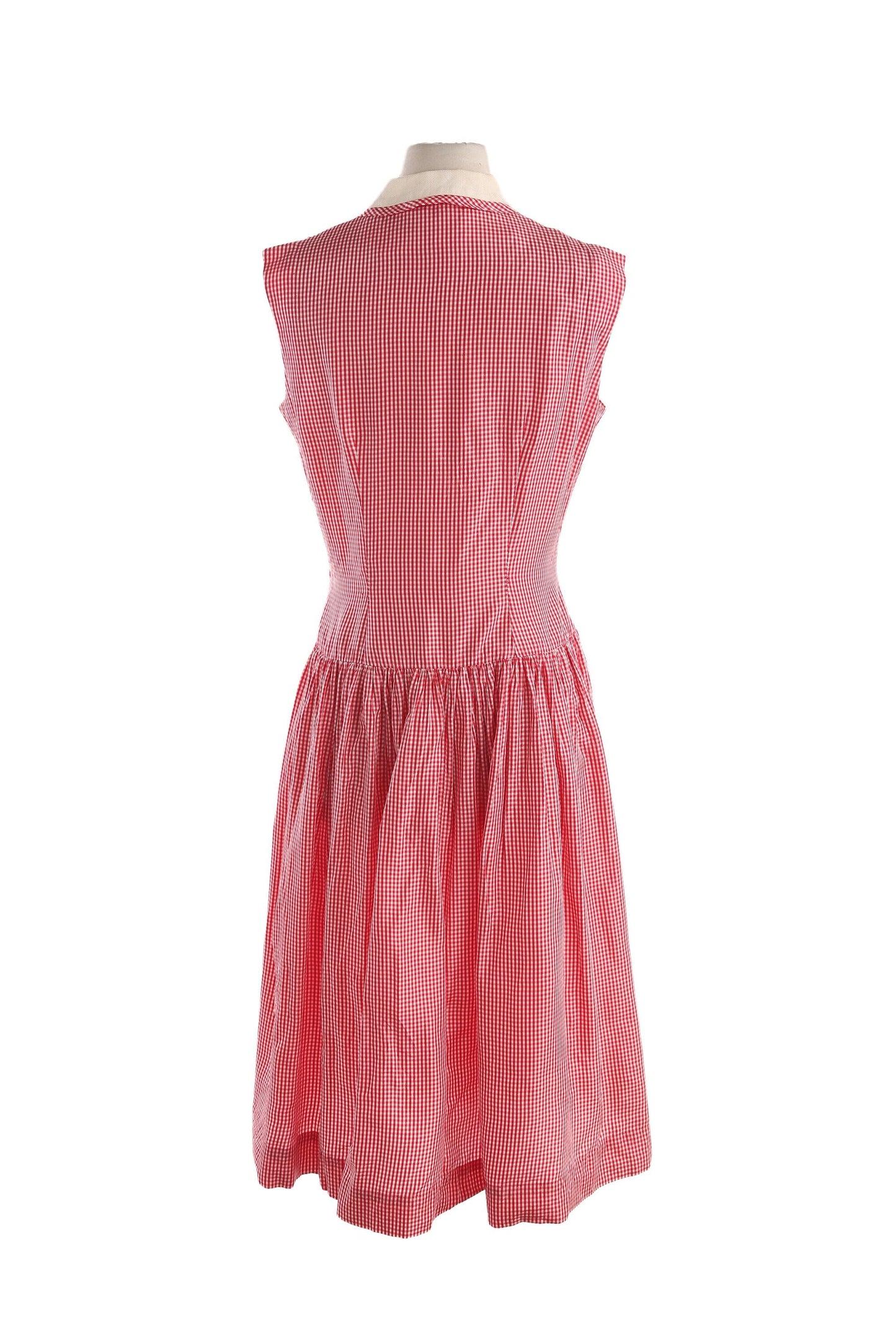 1950s Women Red Plaid Casual Dress