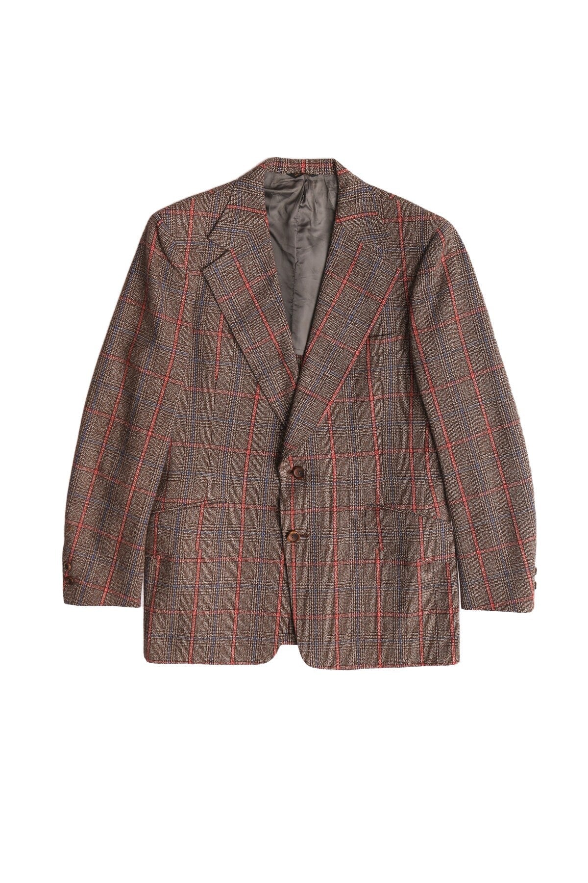 1970s Men Brown Plaid Suit