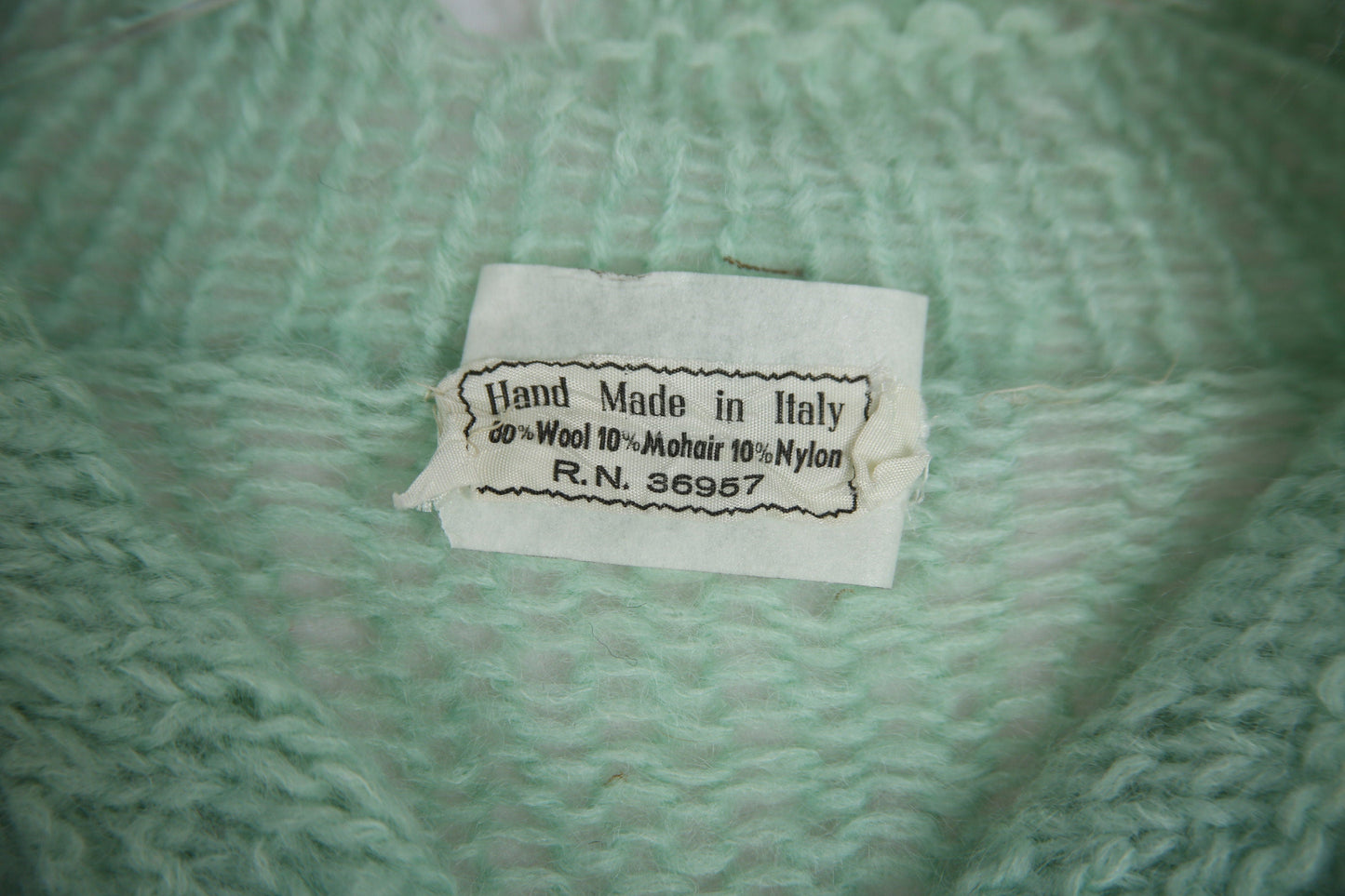 Vintage Women Green Cardigan Sweater - Estimated Era 1960's - 1970's - Hand Made in Italy