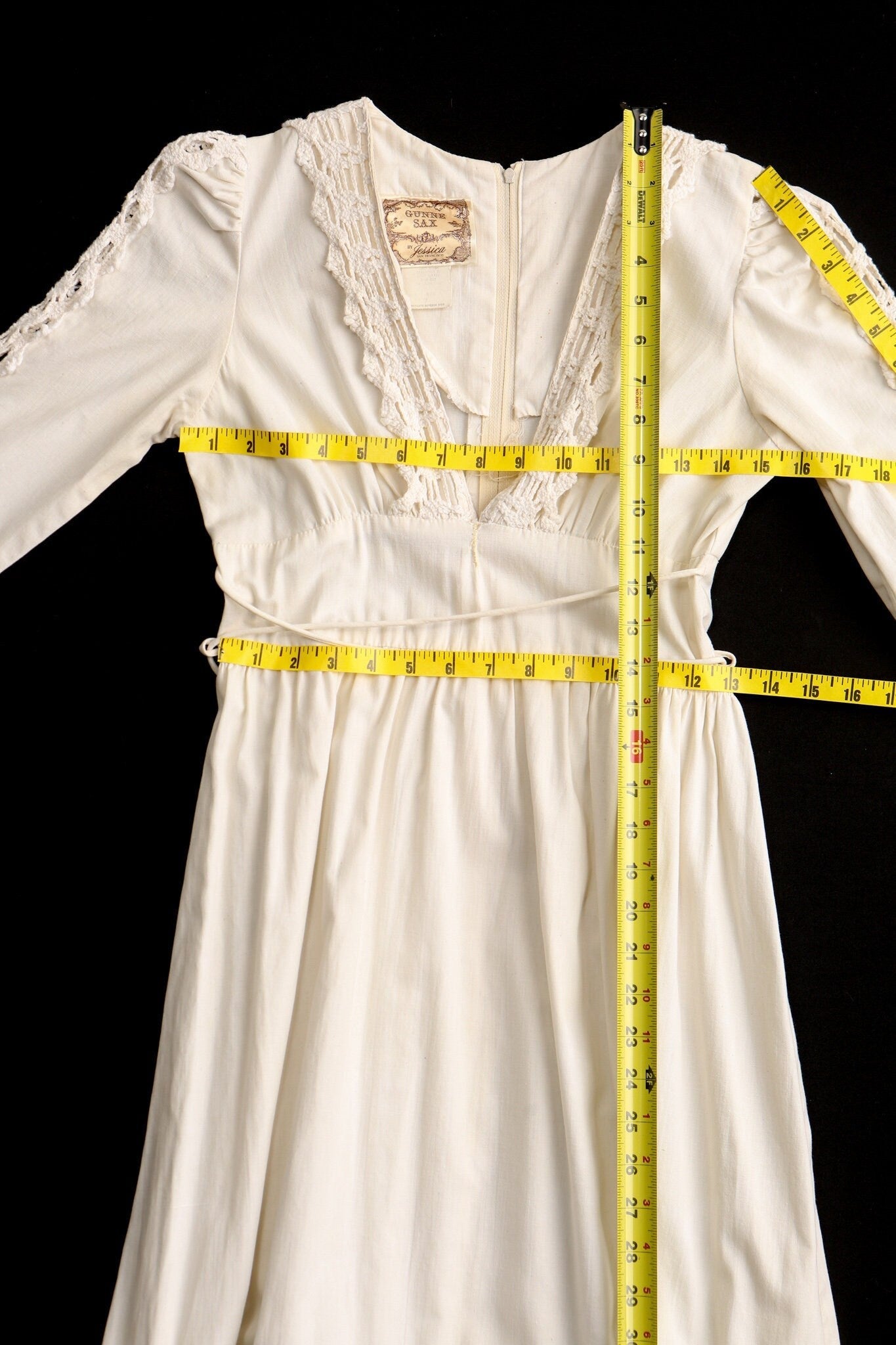 Vintage Gunne Sax Dress / 1970s / V Neck / Prairie / Long Sleeve / Flare / Cotton