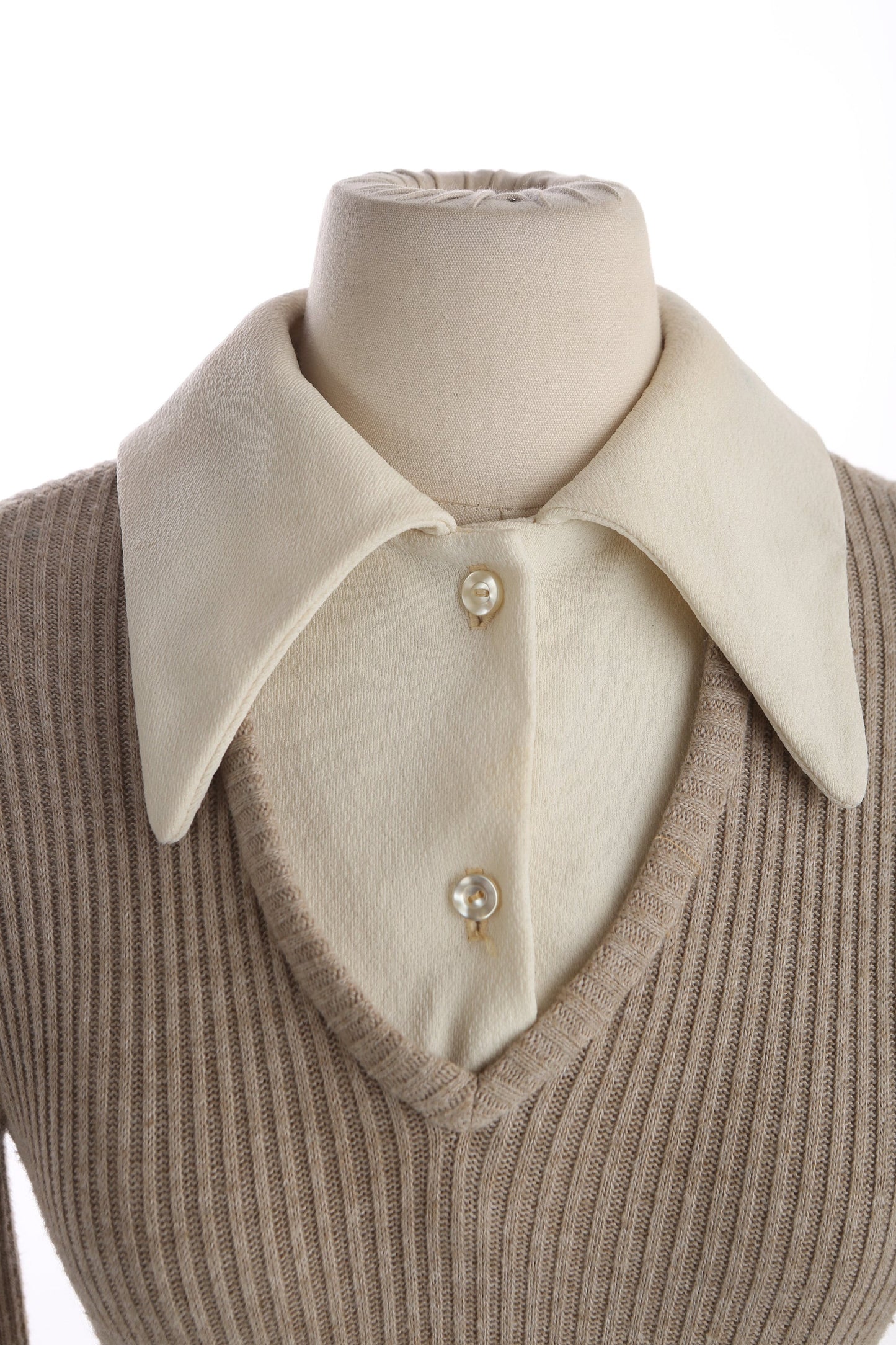 1970s Dress / Long Sleeve / Plaid Skirt / Collared