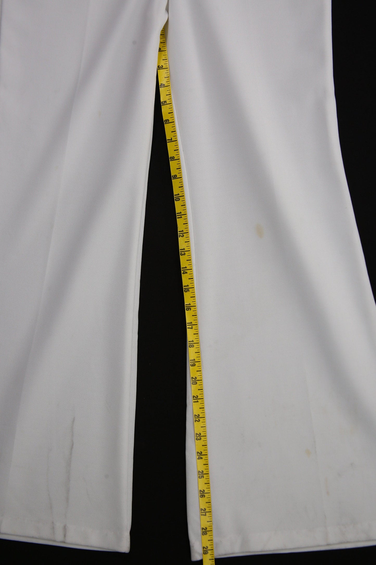 Vintage White Poly Jumpsuit with Embroidered Flower Chest Detail - Estimated Era 1970's - 1980's
