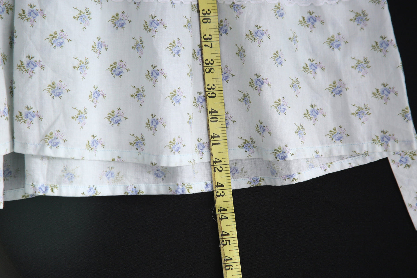 Vintage Prairie Dress with Blue Floral Print Pattern - Estimated Era 1970's - 1980's