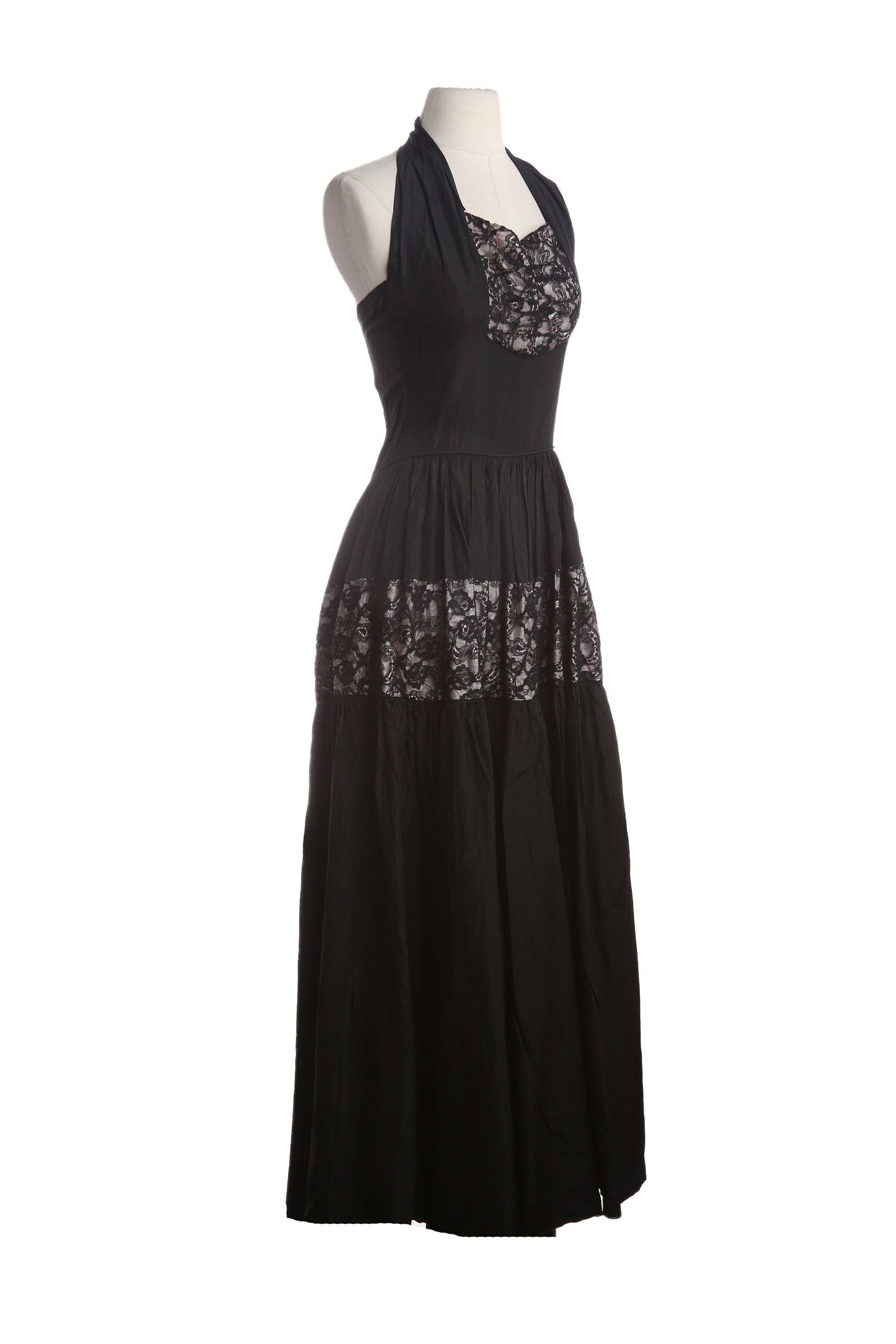 1940s Women's Black Evening Halter Dress