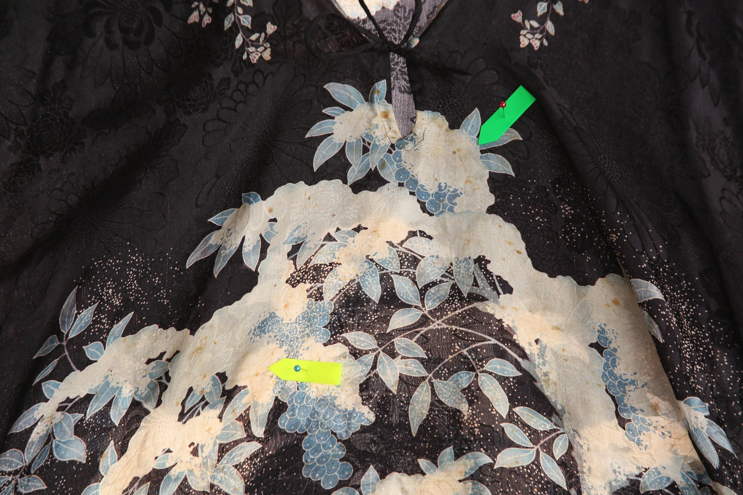 Vintage Floral Print Black Blouse - Estimated Era 1970's - 1980's