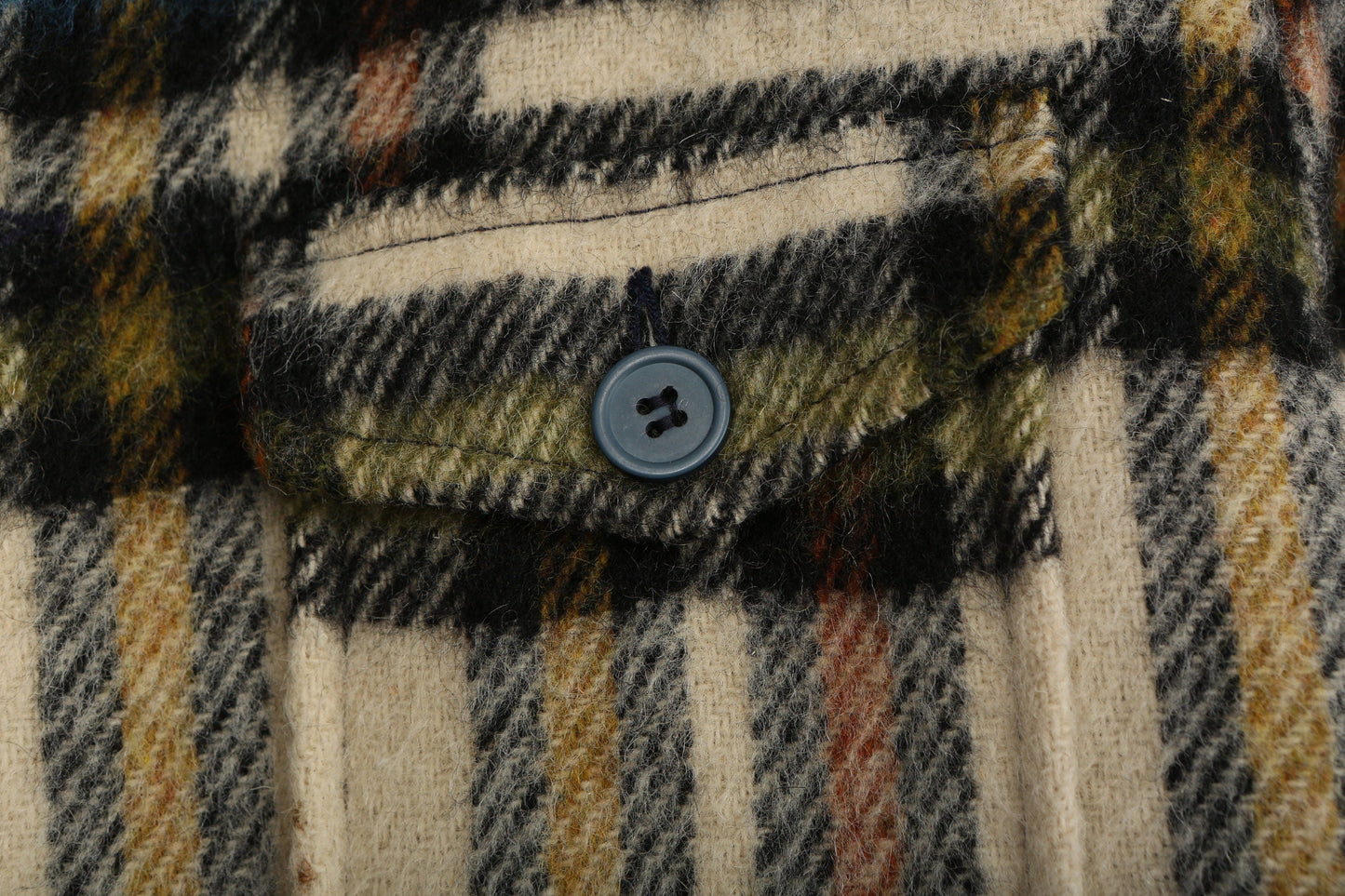 Vintage Men's CPO Jacket - Beige Plaid Pattern - Era 1960's - 1970's