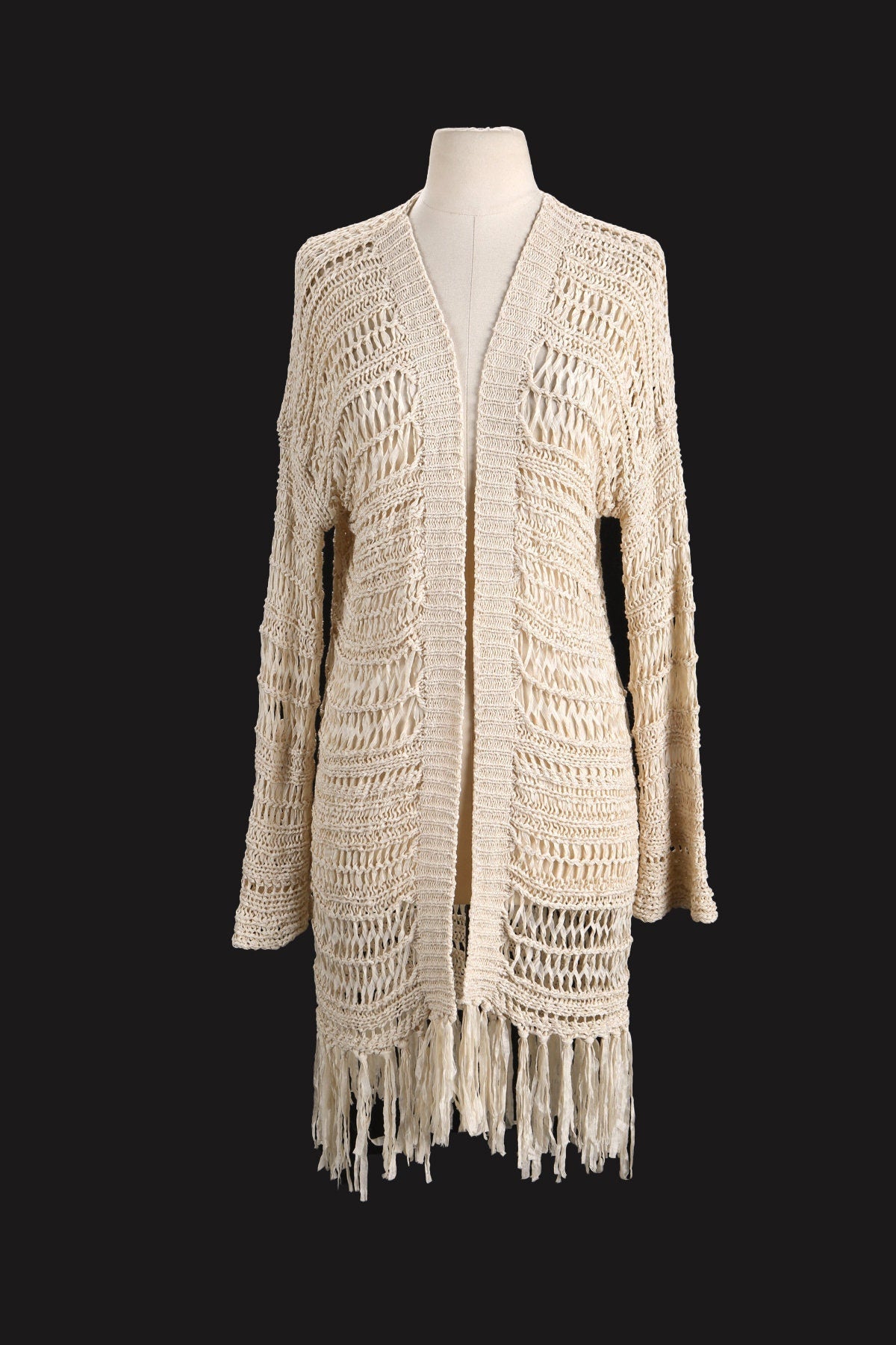 Women's Robe / Crochet / Beige / Long Sleeve