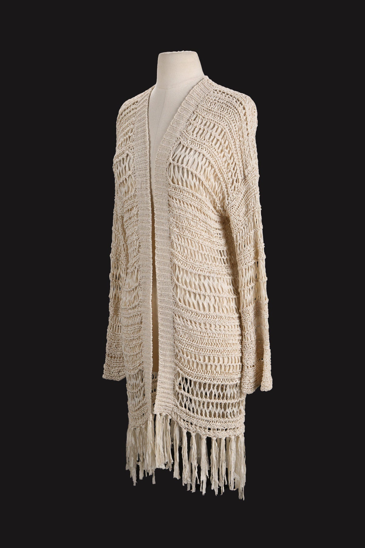 Women's Robe / Crochet / Beige / Long Sleeve
