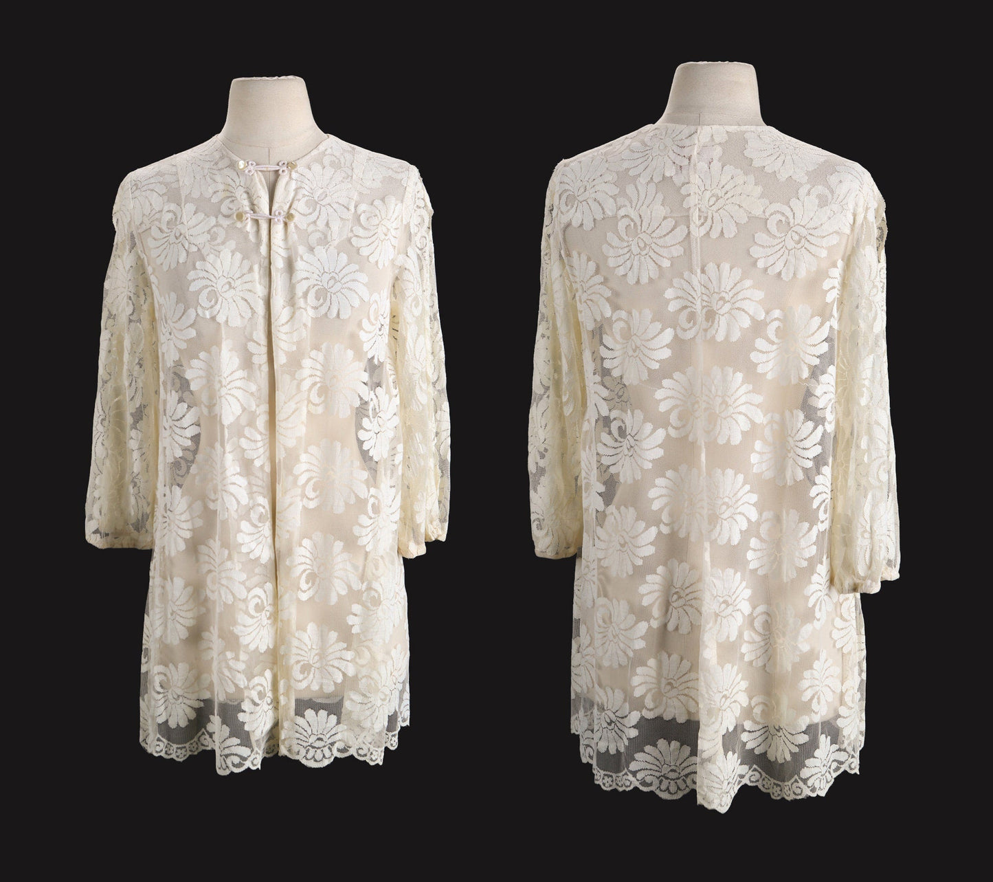 1970s Dress / White / Long Sleeve