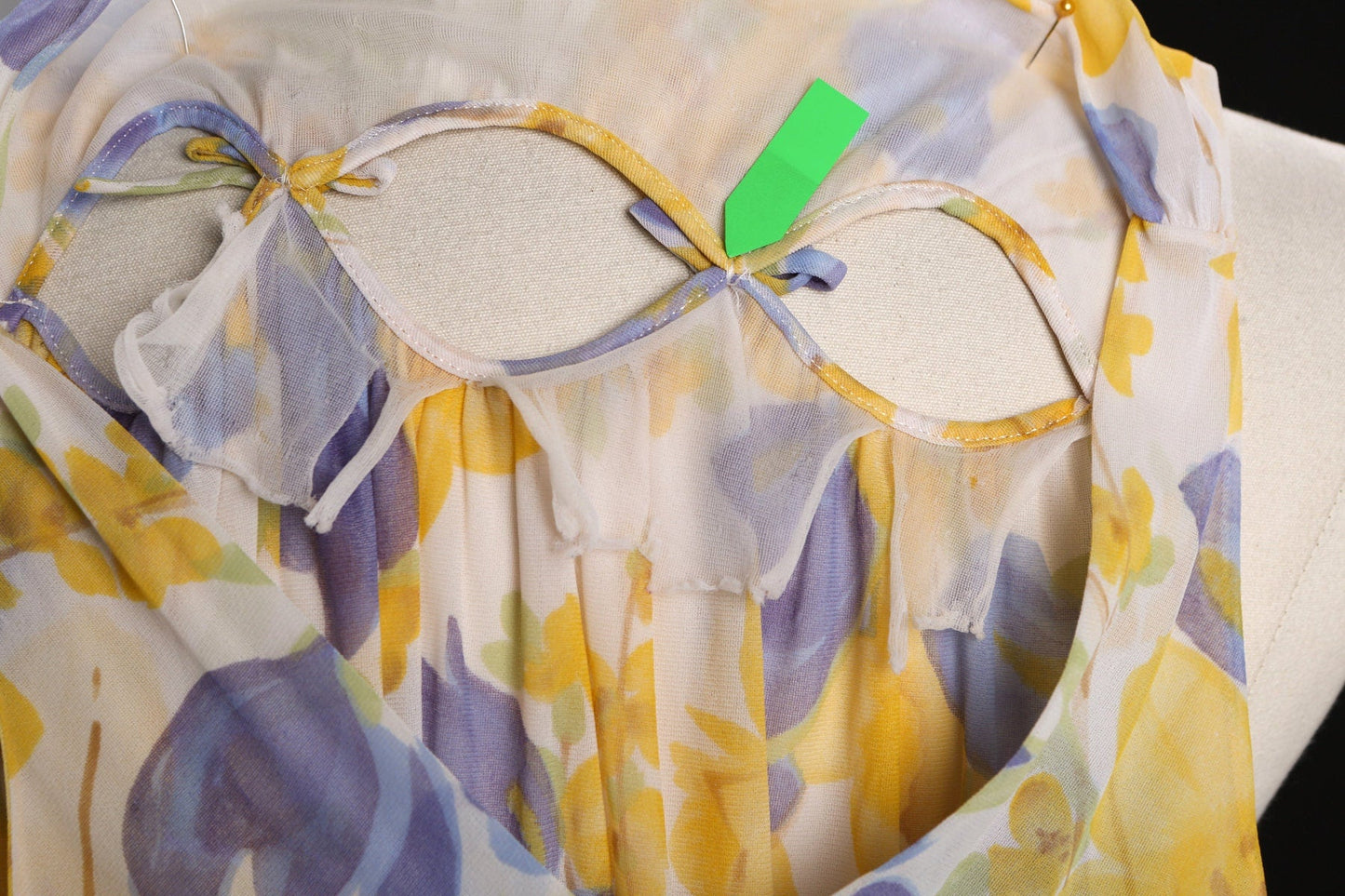 Vintage 1970's / Floral Print / Yellow Long Slip Dress