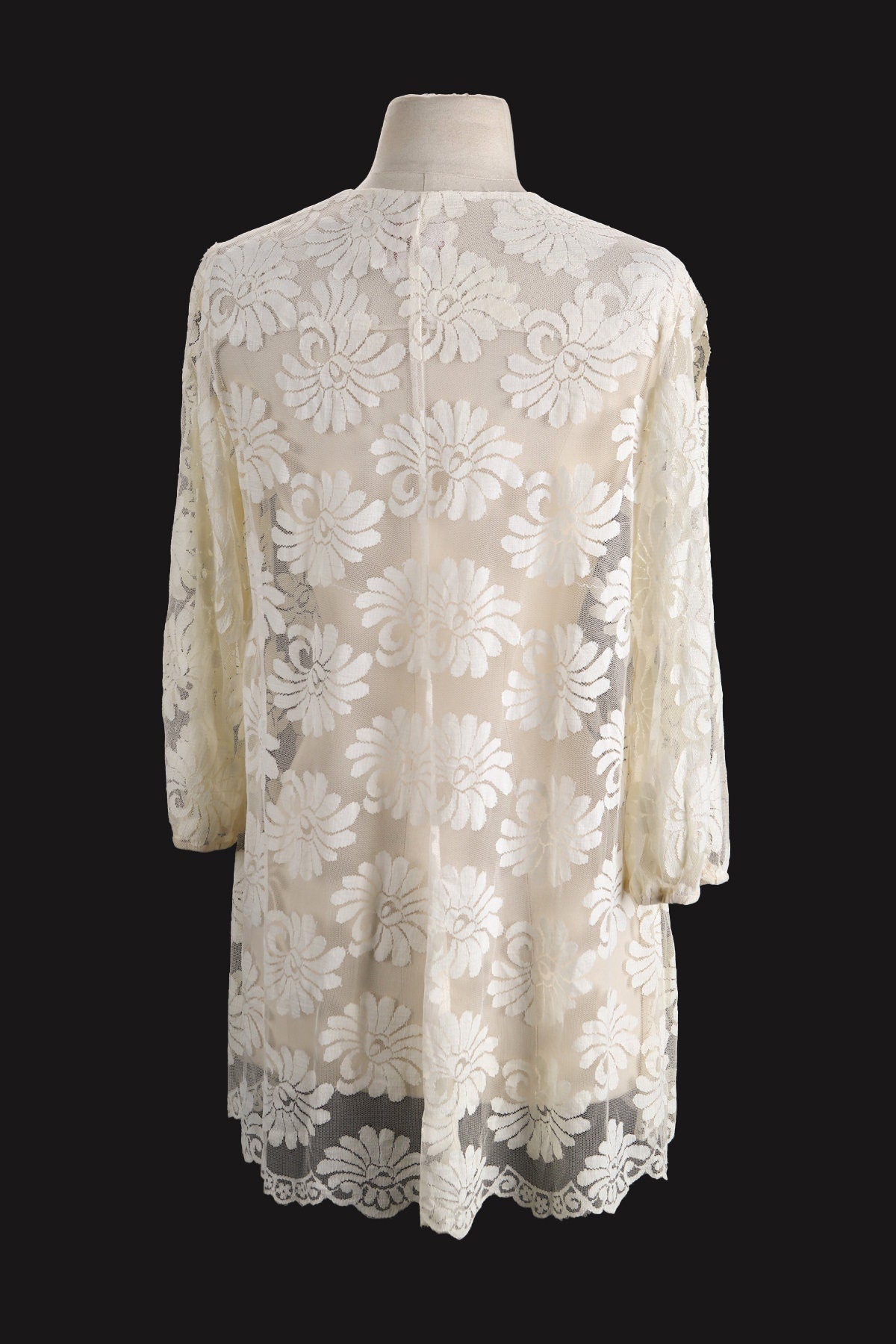 1970s Dress / White / Long Sleeve