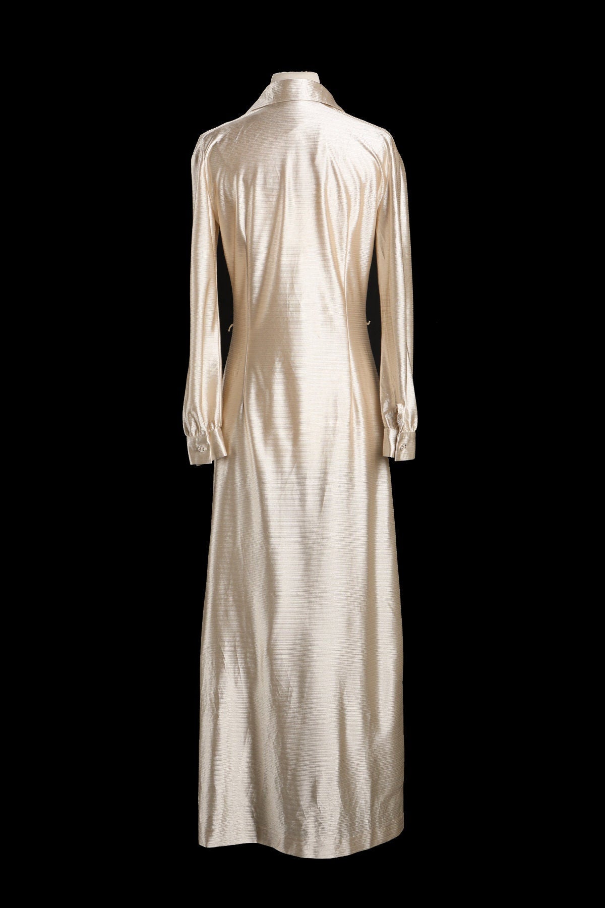 1970s Dress / Gold Metallic Fabric / Disco / Studio 54 / Long Sleevee