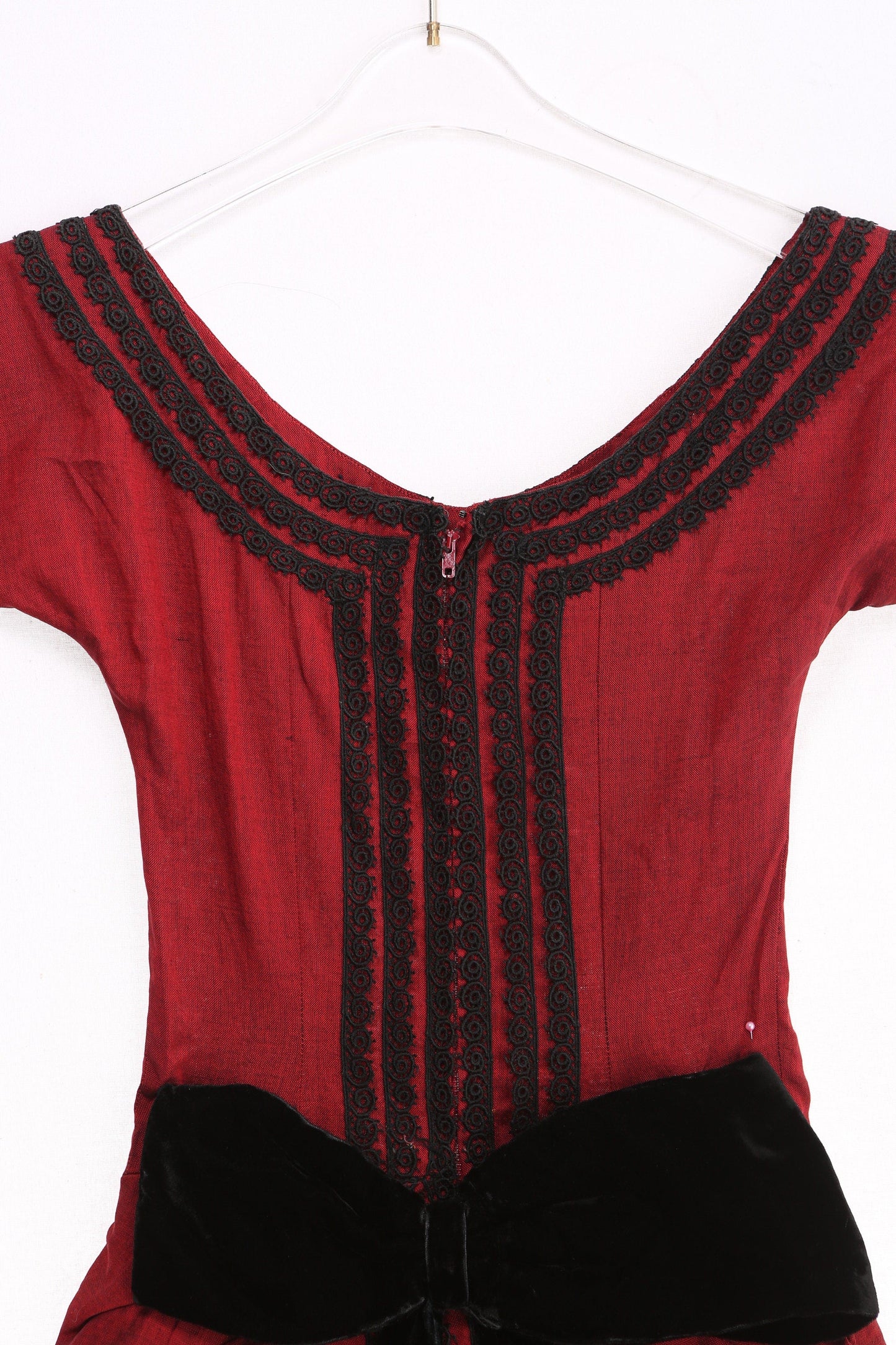 Vintage Evening Dress / 1940s - 1950s / Red / Short Sleeve