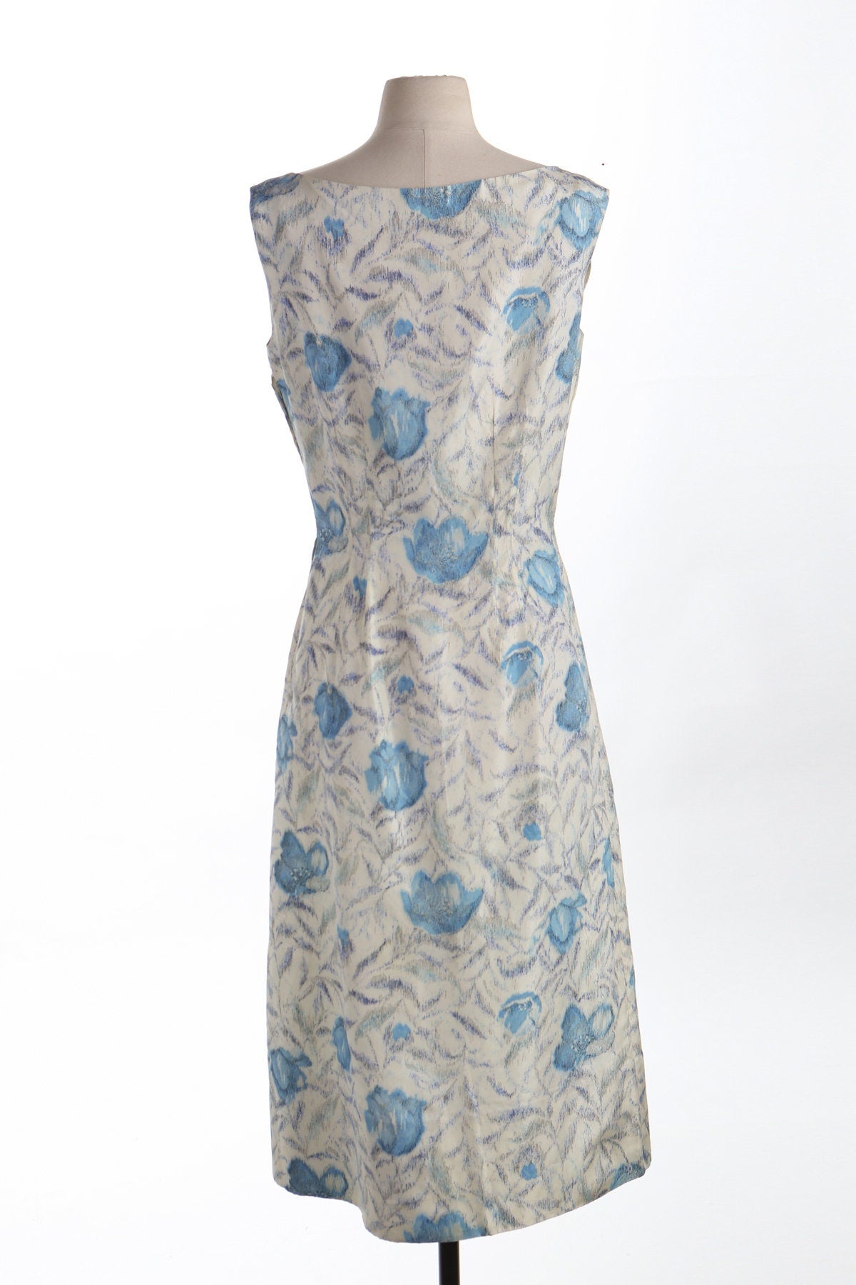 Women 50's White Floral Print Summer Dress