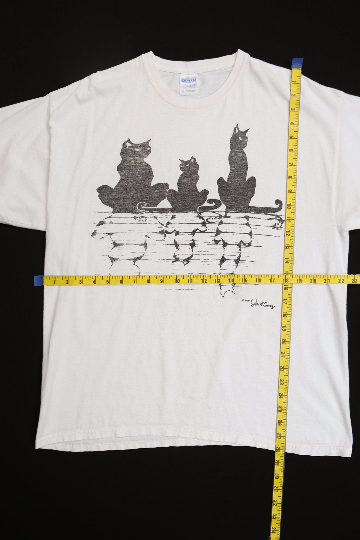 Black Cats Shadows White Graphic T-shirt