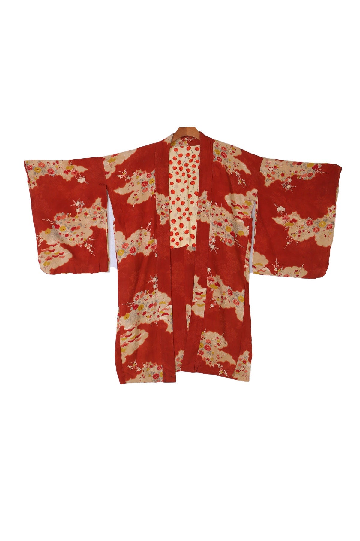 Kimono Robe - Orange Floral Print