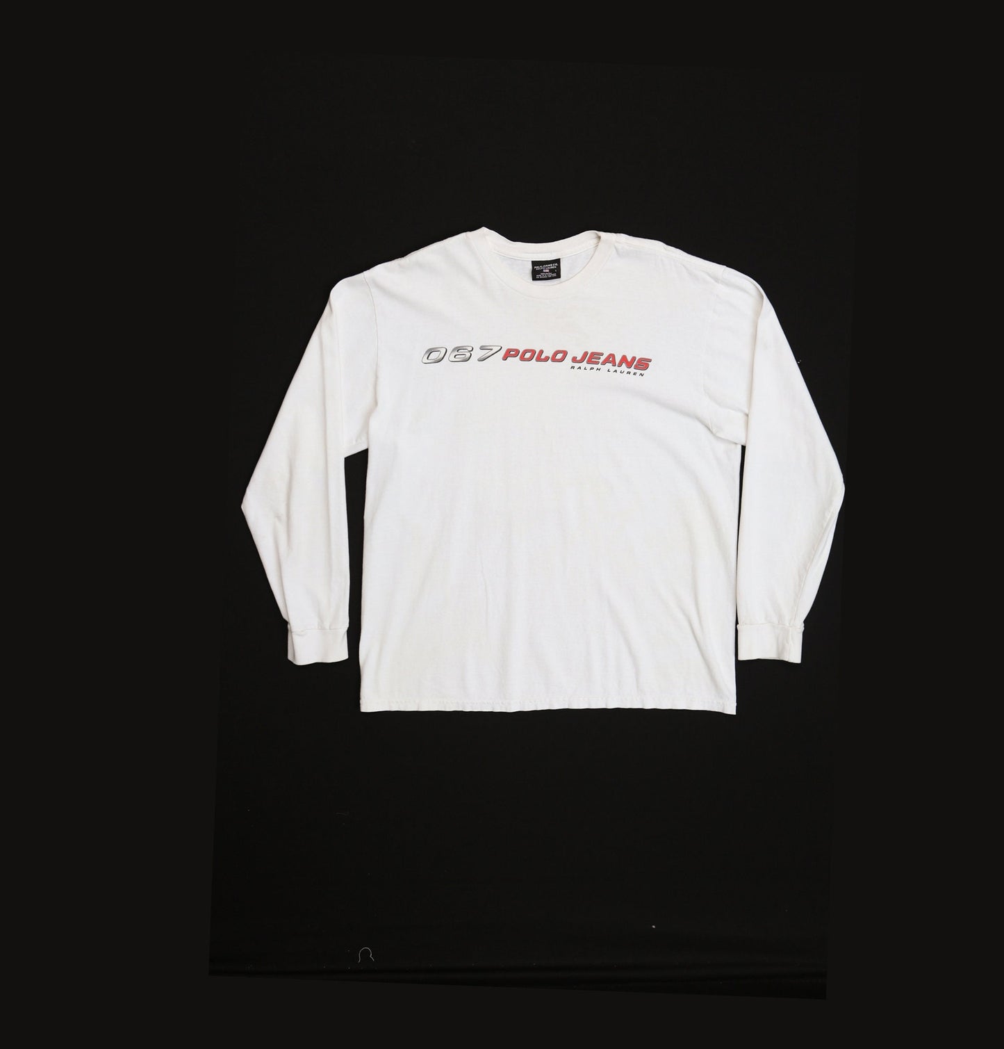 067 Polo Jeans Long Sleeve White Graphic Shirt