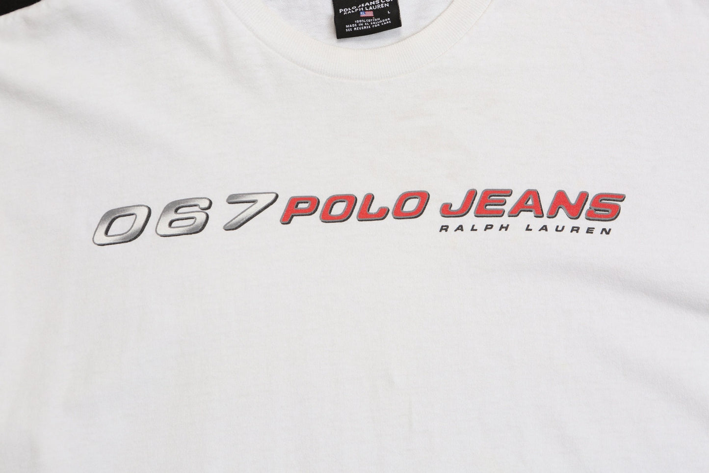 067 Polo Jeans Long Sleeve White Graphic Shirt