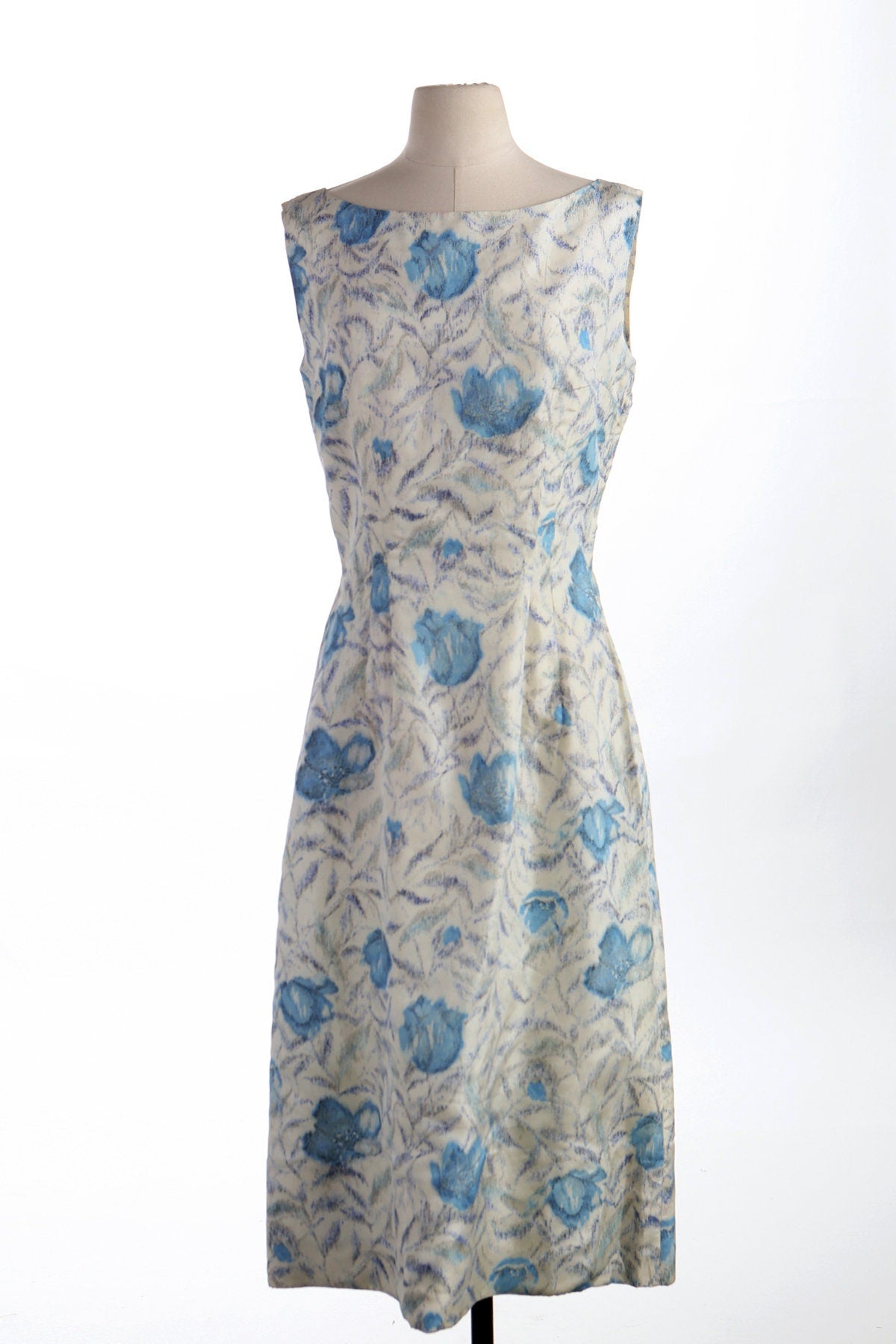 Women 50's White Floral Print Summer Dress