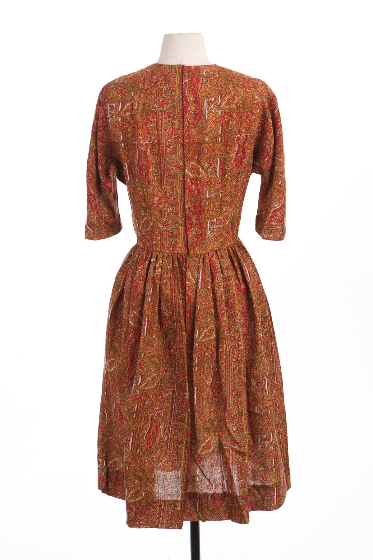 Women 50's Floral Print Red Summer Dress
