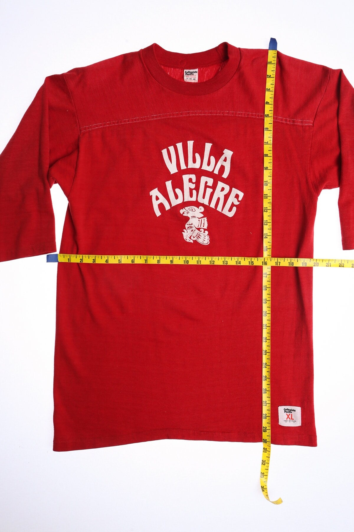 Vintage Red Football Jersey - Villa Grande White Print - Collegiate Pacific Label
