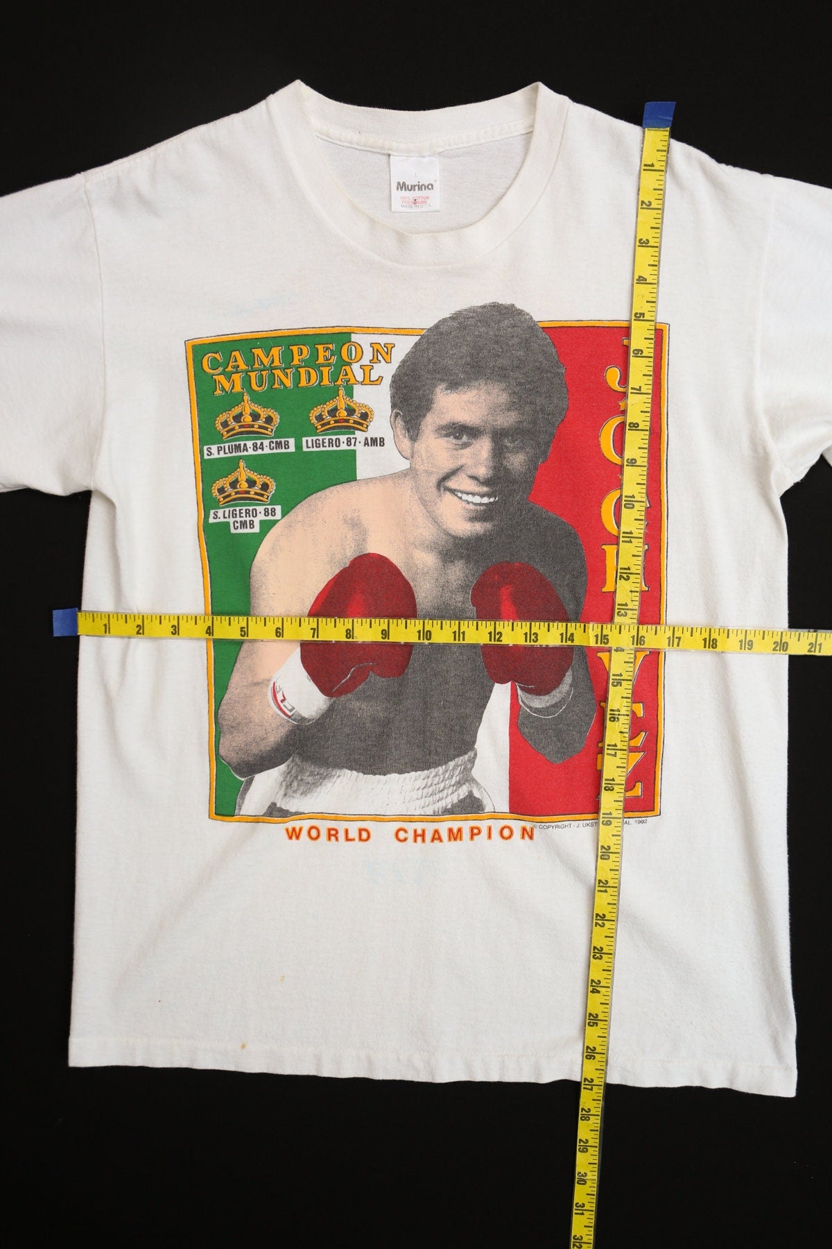 Vintage Mexican Boxer Graphic T-shirt - World Champion - Canpeon Mundial - Poker De Ases