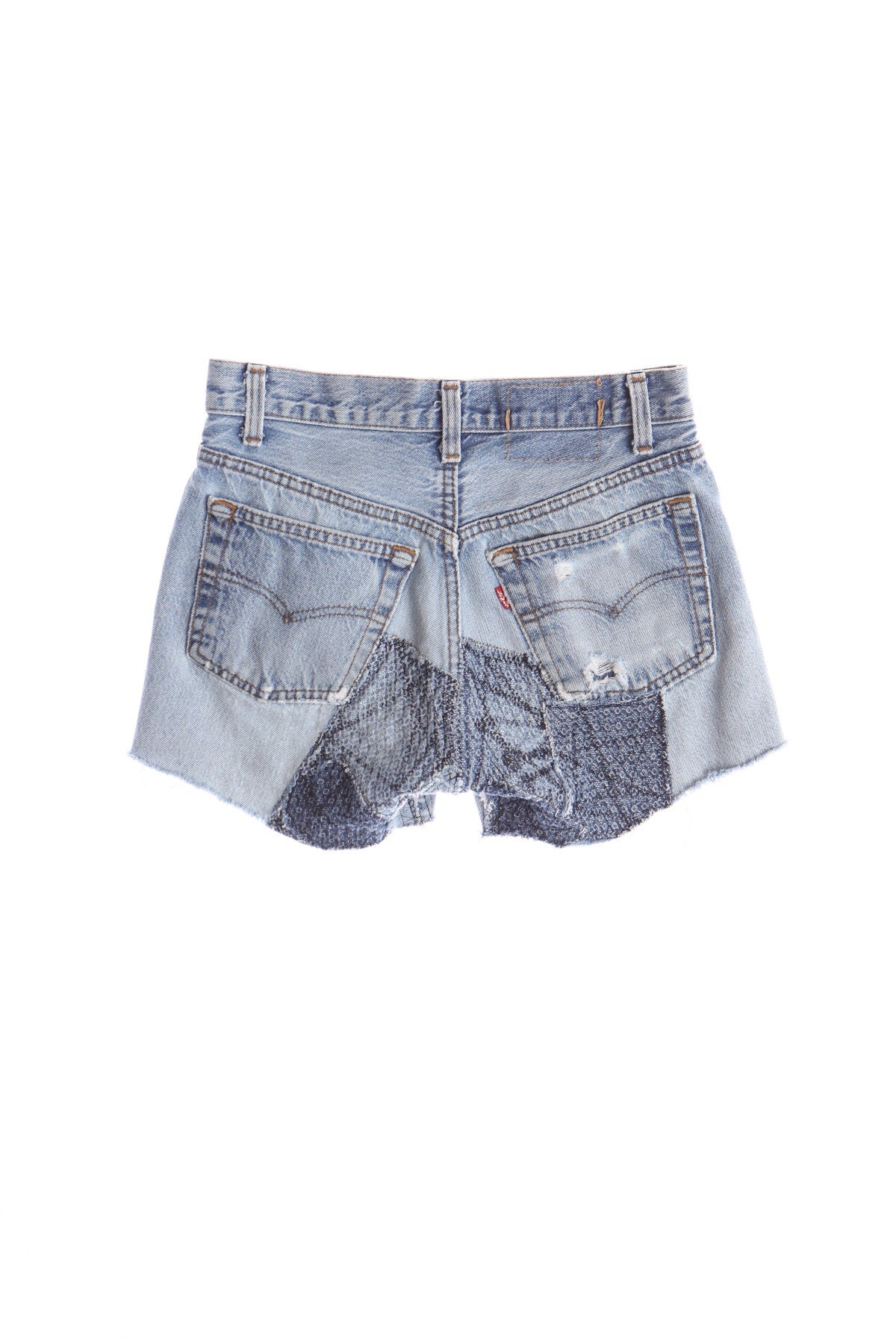 501 Levi's Blue Denim Short With back Patchwork