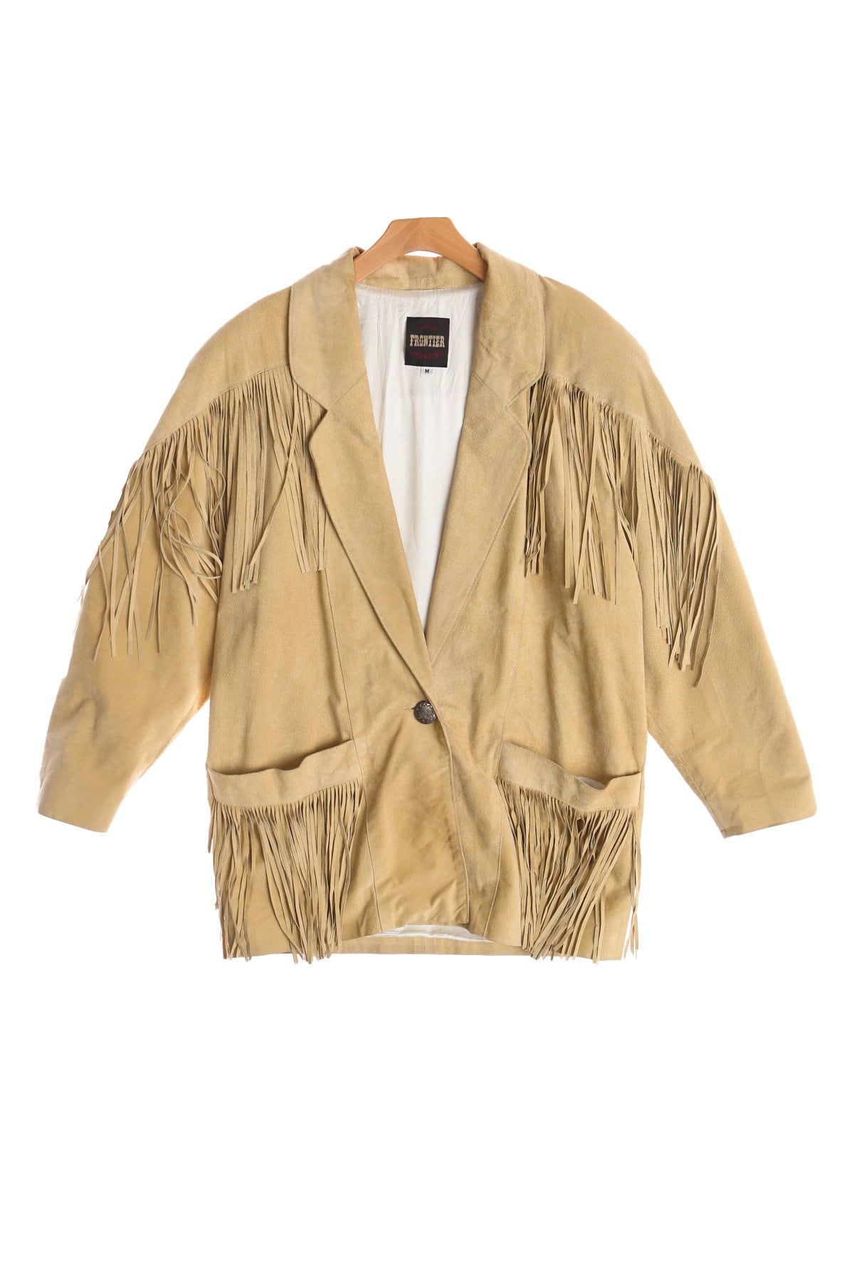 Women Fringe Beige Western Jacket