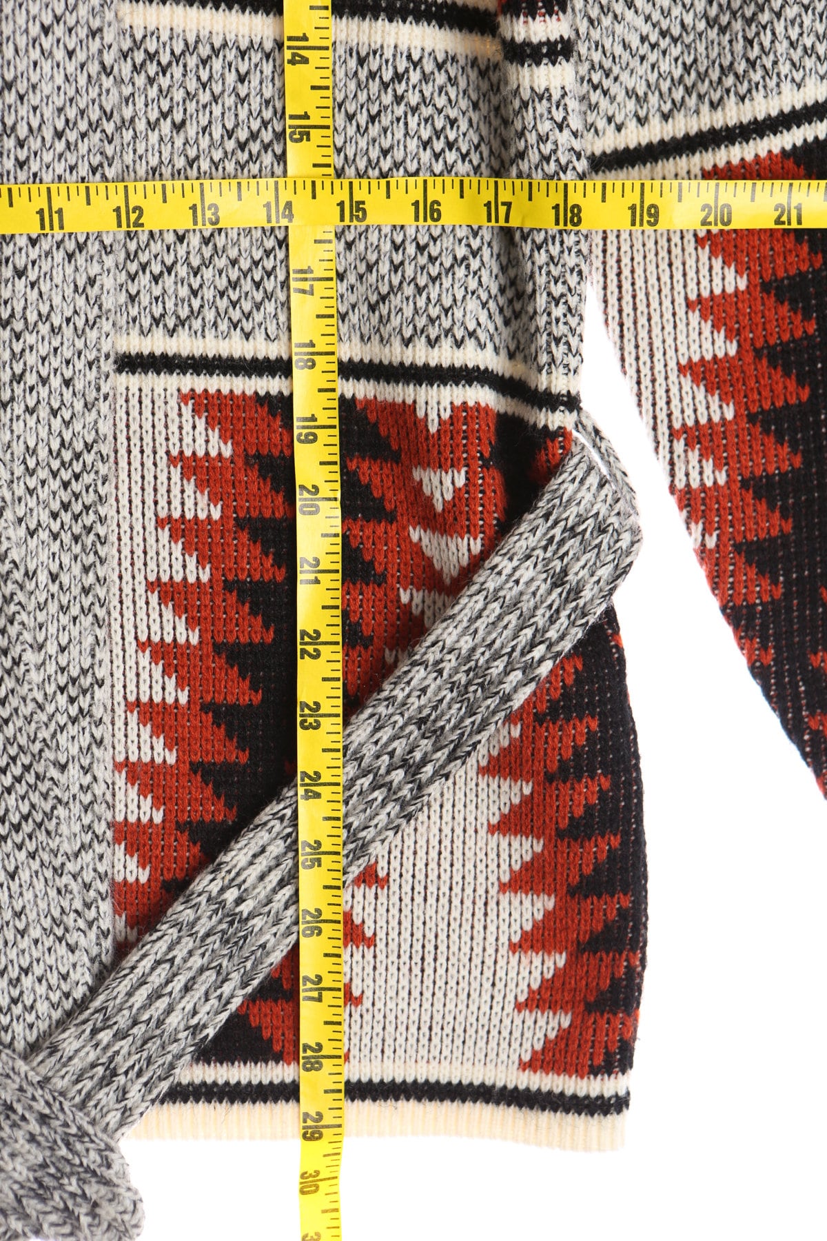 70's Unisex Open Sweater - Tribal Print - With Waist Belt
