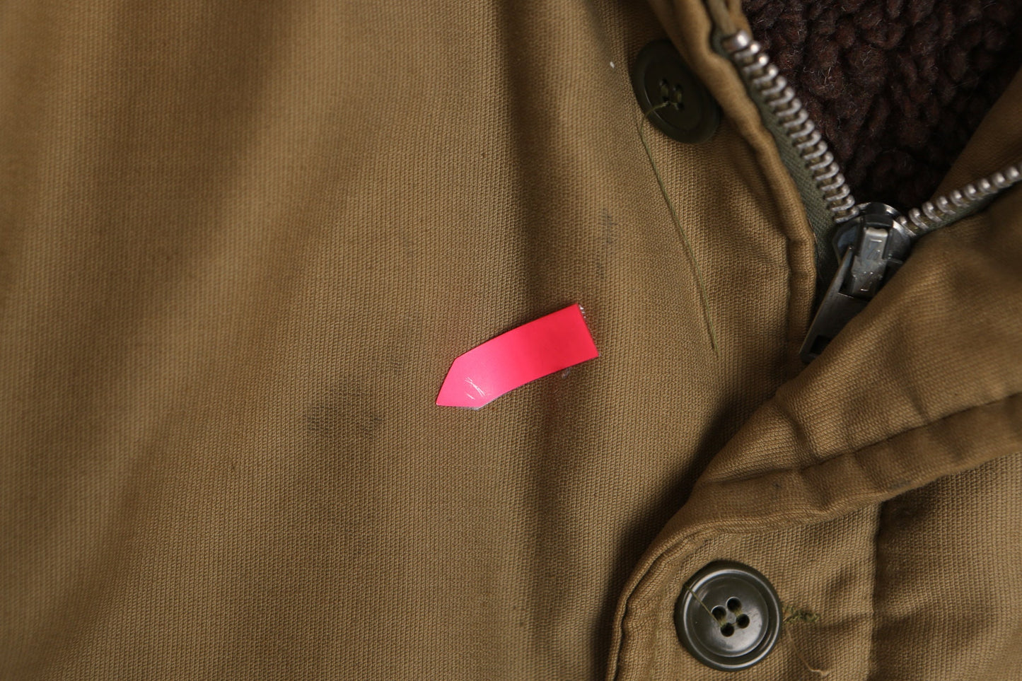 Vintage Military Green Canvas Brown Sherpa Jacket - N-1 Deck Jacket - USN