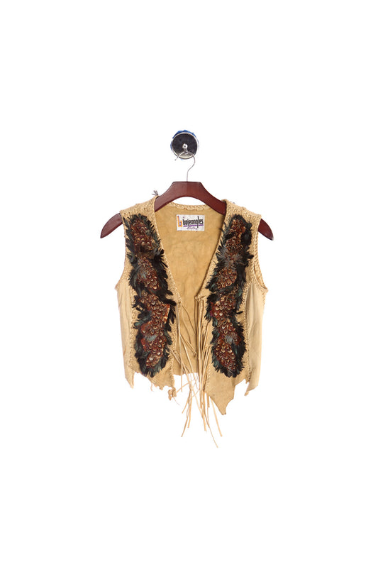 Women Suede Feather Vest - By Bojeongles