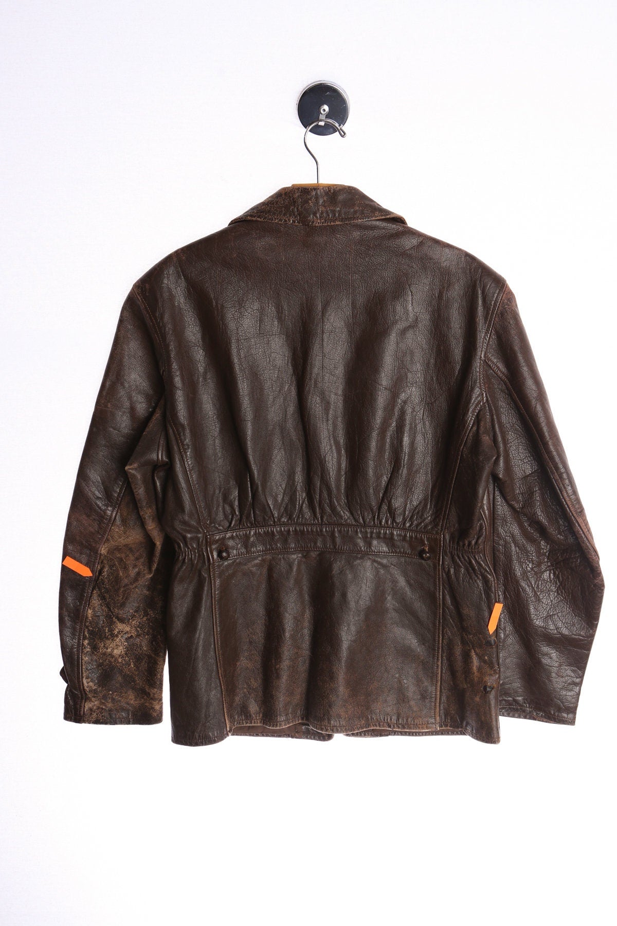 Vintage Men Brown Leather Jacket - Styled By Knopf - Era ( 40's 50 )