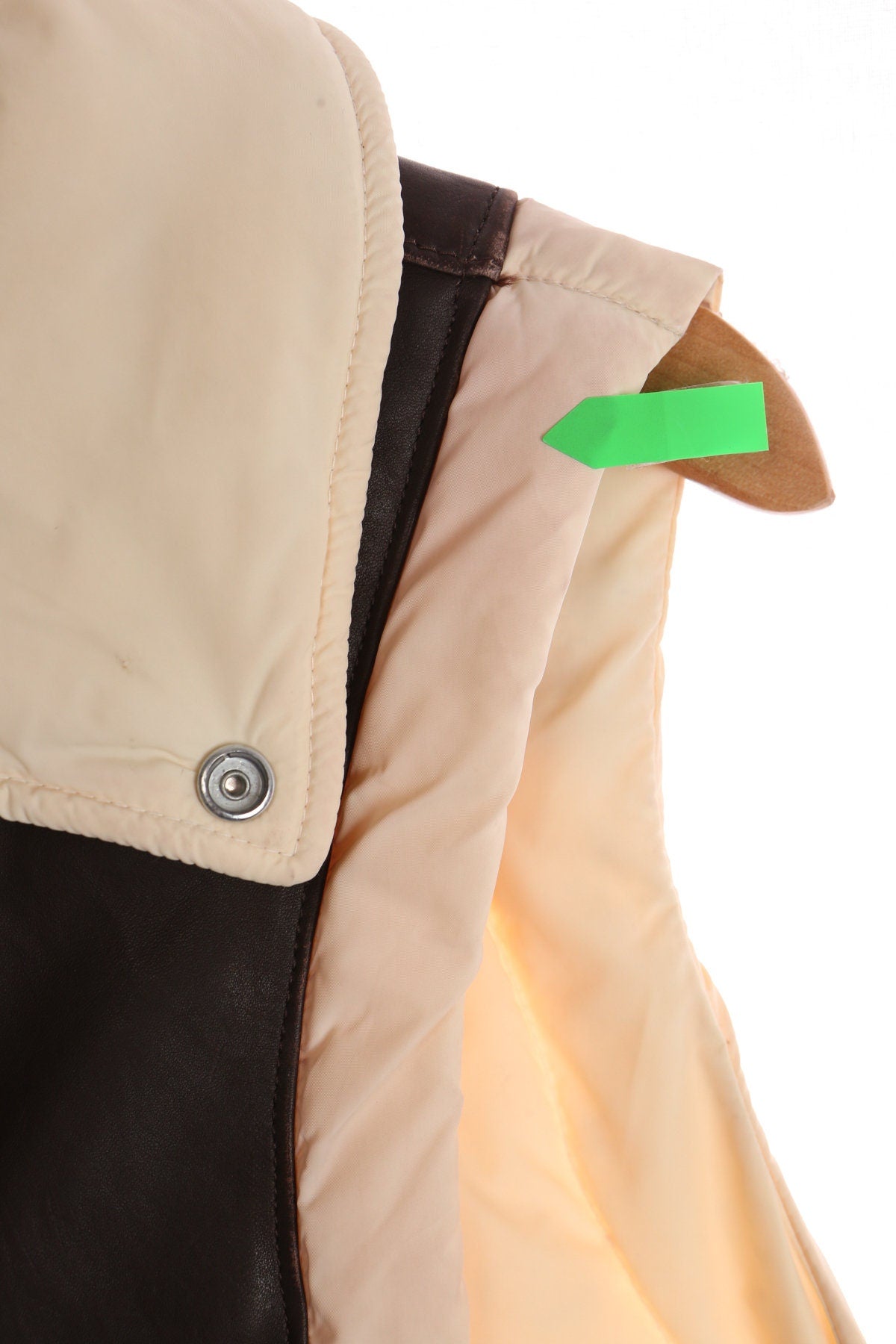 Vintage Down Vest With Brown Leather Outside Lining - Era ( 70's - 80's )