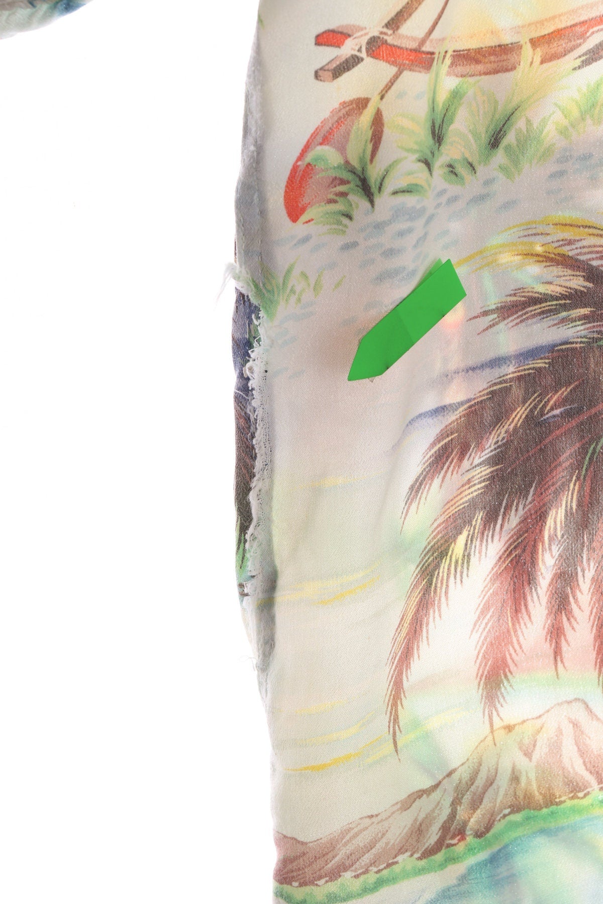 Vintage White Hawaiian Shirt With Palm Tree Print and wooden Buttons - Made in Hawaii