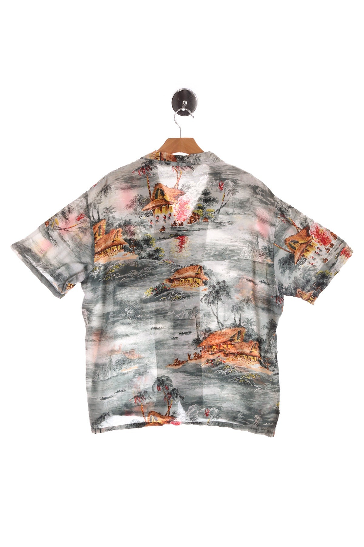 Vintage Hawaiian Shirt With Beach House Hand Screened Print