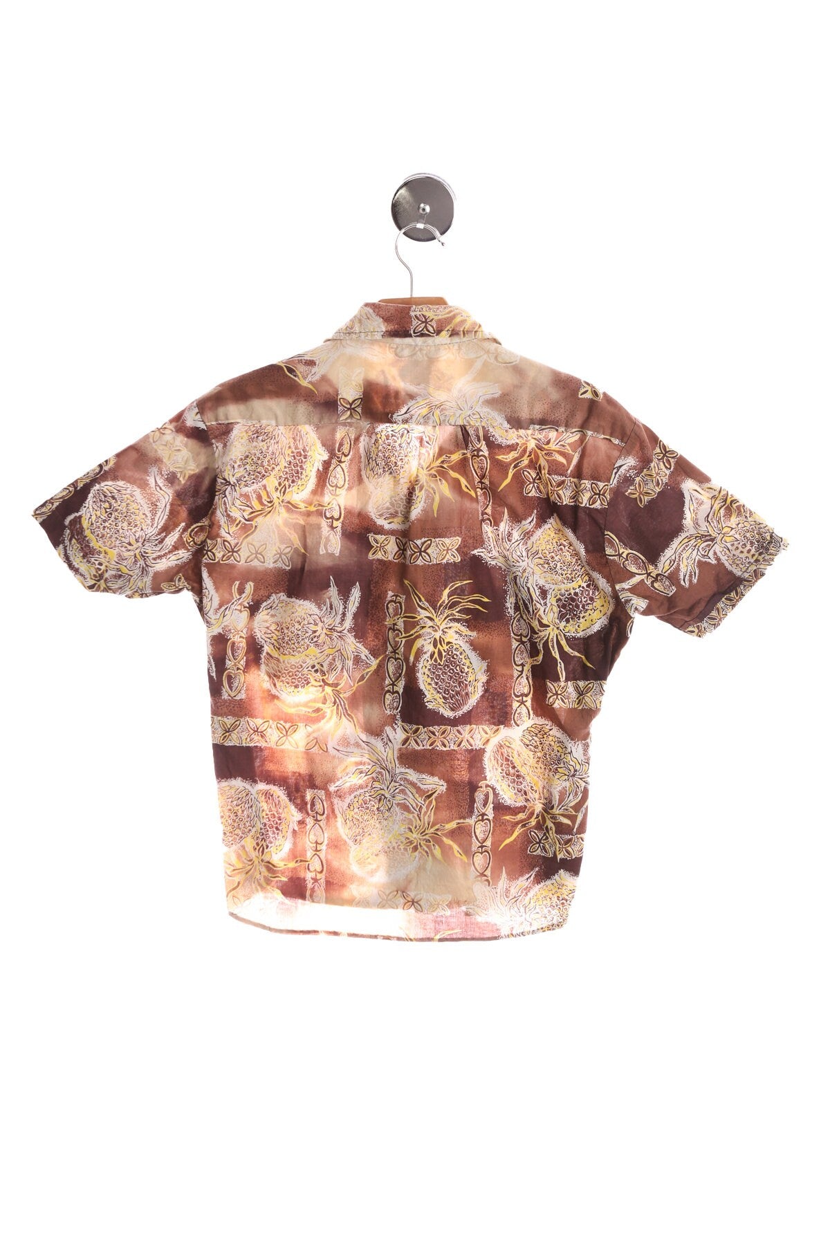 Vintage Men Brown Hawaiian Shirt - Pineapple Print - Aloha Kanaka By ArtVogue