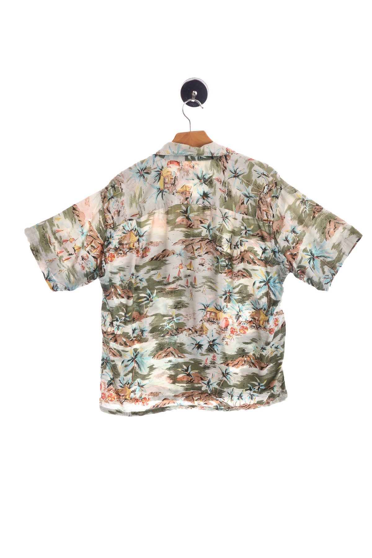 Vintage Men Hawaiian Shirt - Beach Print - Era ( 70's - 80's )