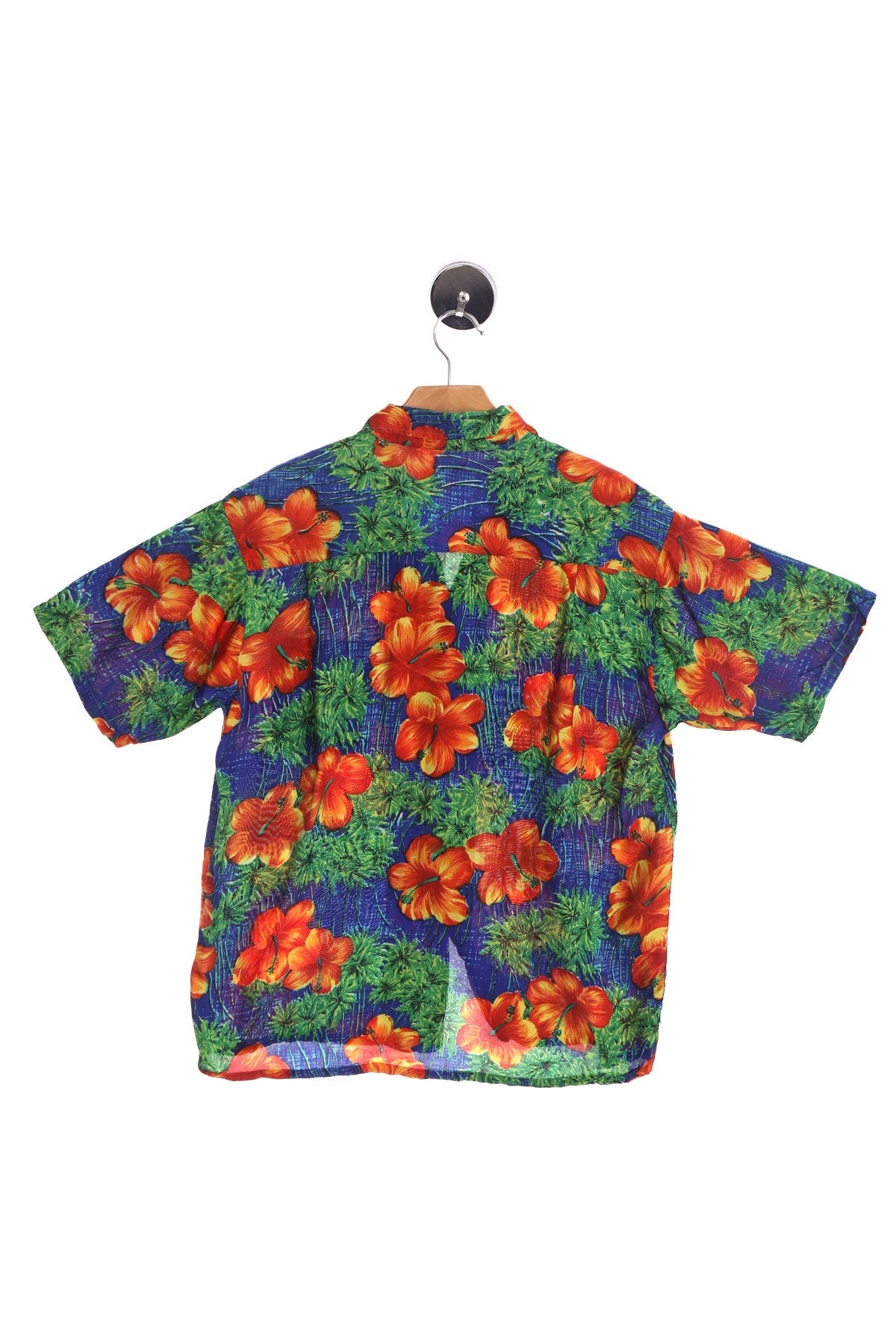 Red Flowers Blue Hawaiian Shirt - Surf and Sun - Made in Japan