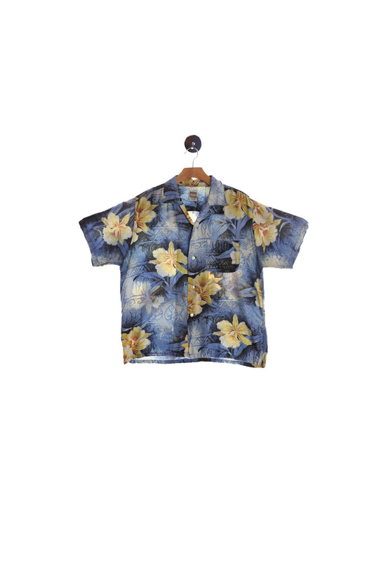 Yellow Floral Print Vintage Men's Hawaiian Shirt