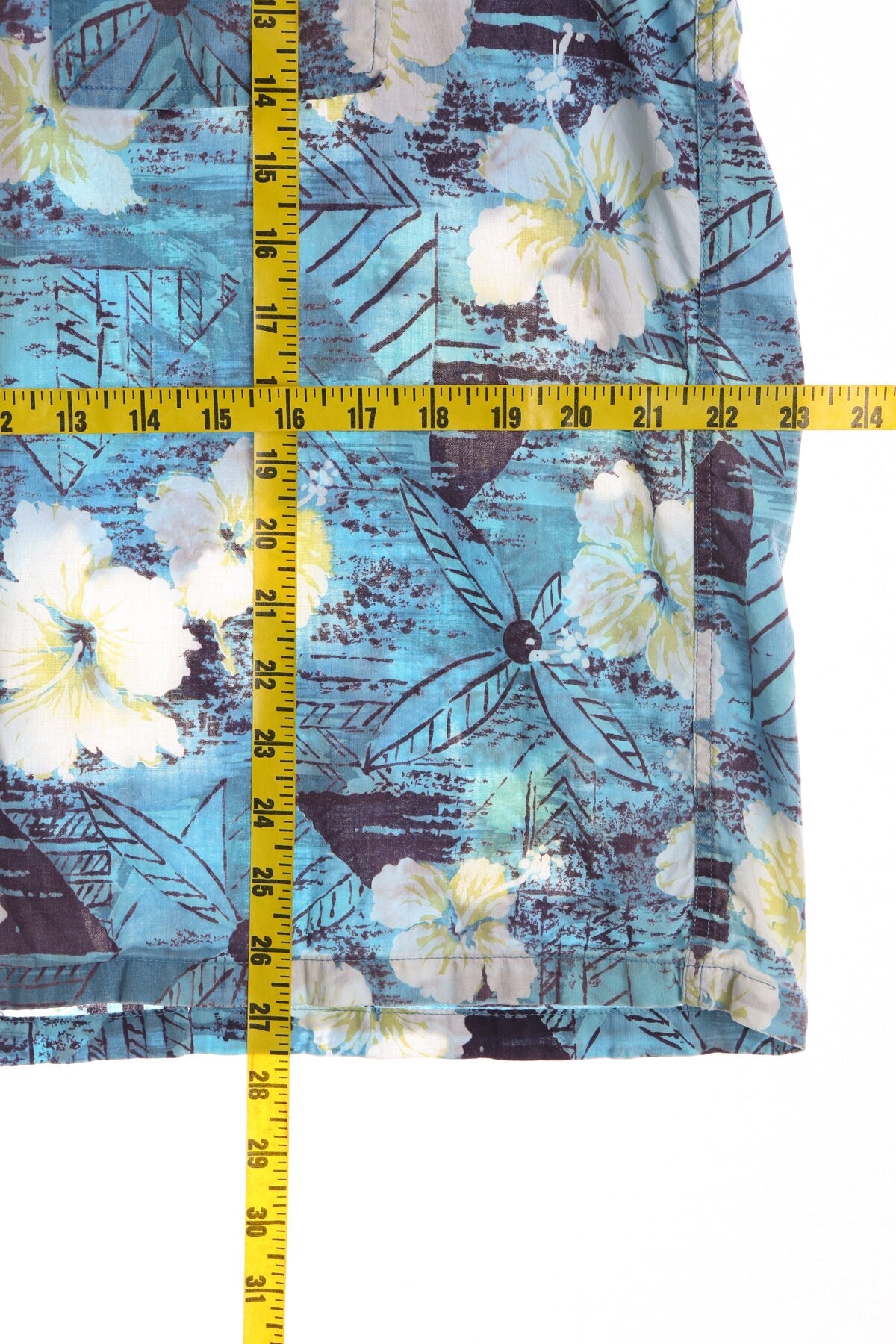 Vintage White Flower Print Blue Hawaiian Shirt