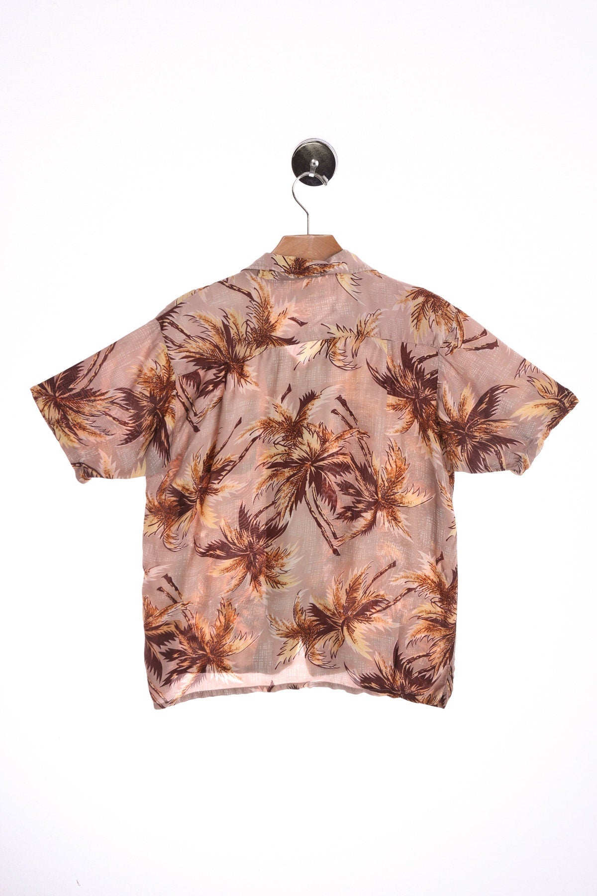 Palm Trees Print Brown Men Hawaiian Shirt - Hand-Screened