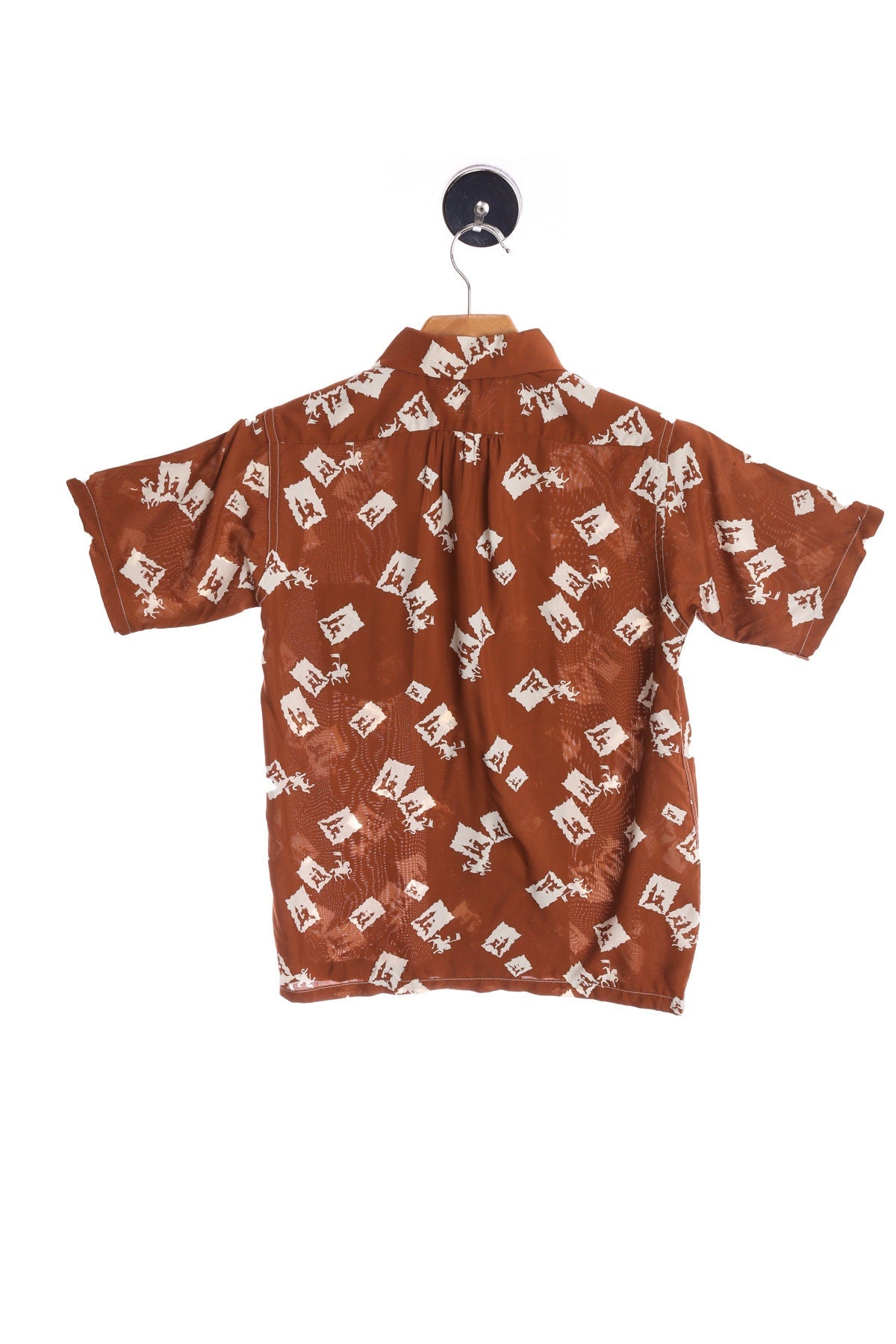 Vintage Men's Brown Short Sleeve Rockabilly Shirt By PENNY's