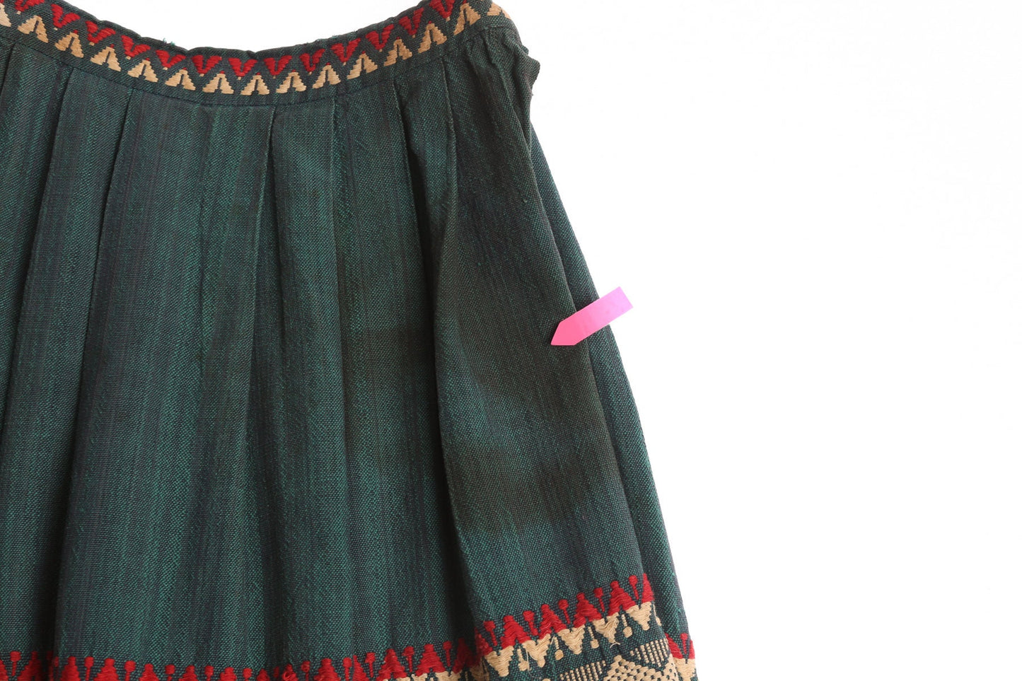 Women Vintage Green Embroidered Skirt