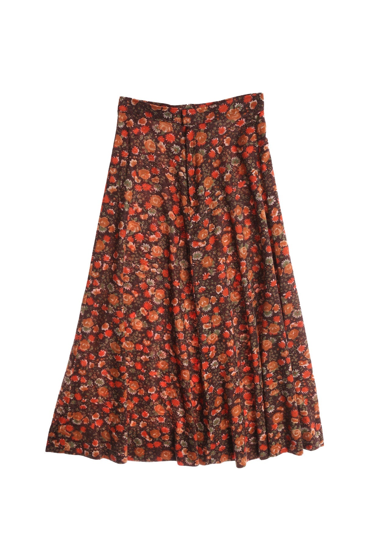 70's Women Brown Cotton Summer Skirt