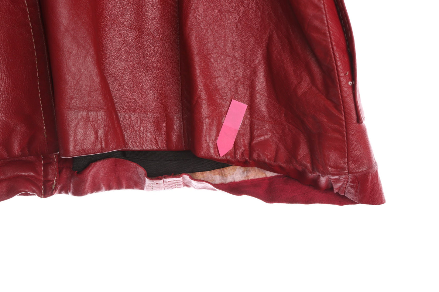 Vintage Women Red Leather Coat - 70's Style