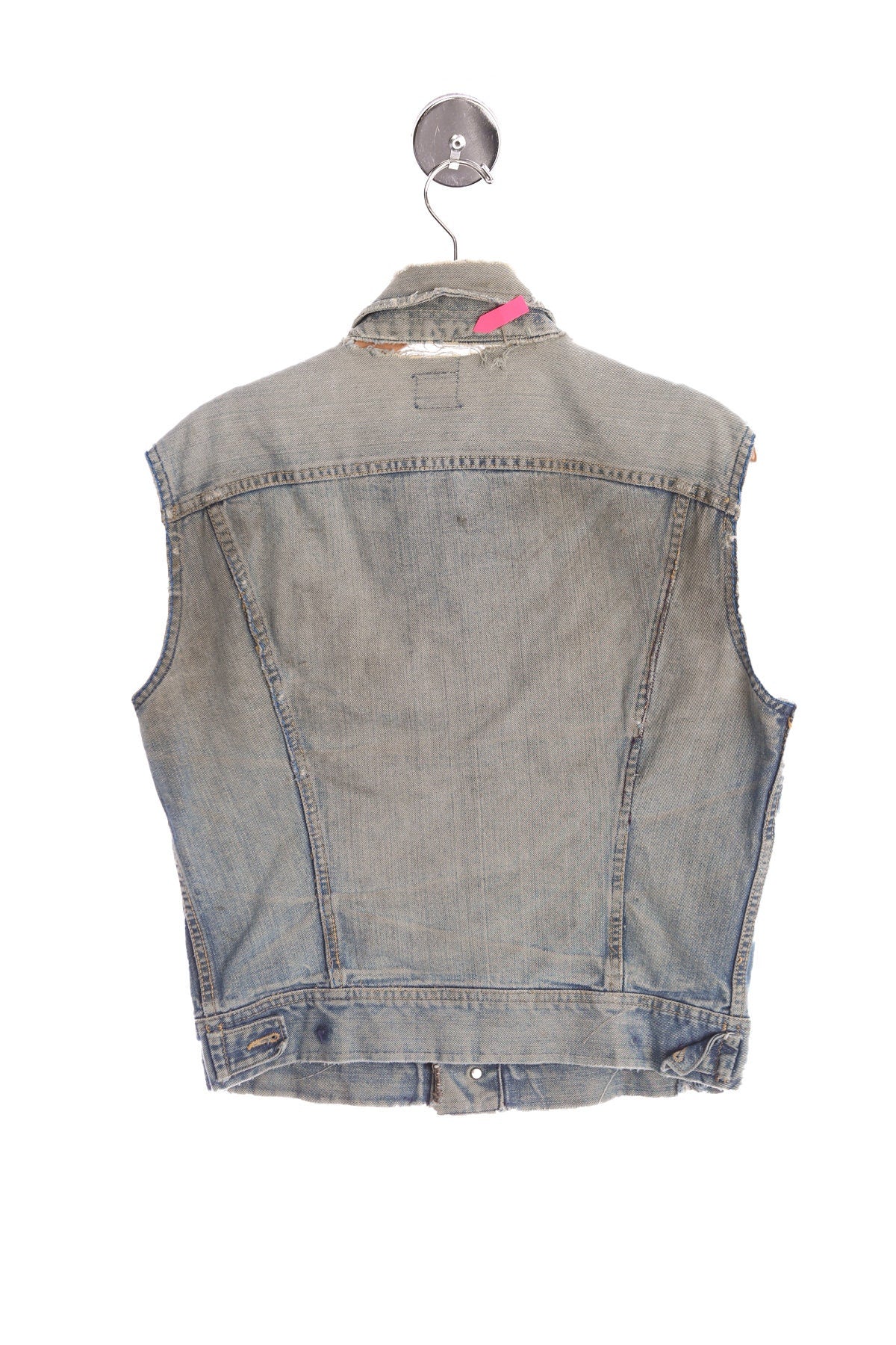 Vintage Lee Denim Vest - Biker Style - Distressed